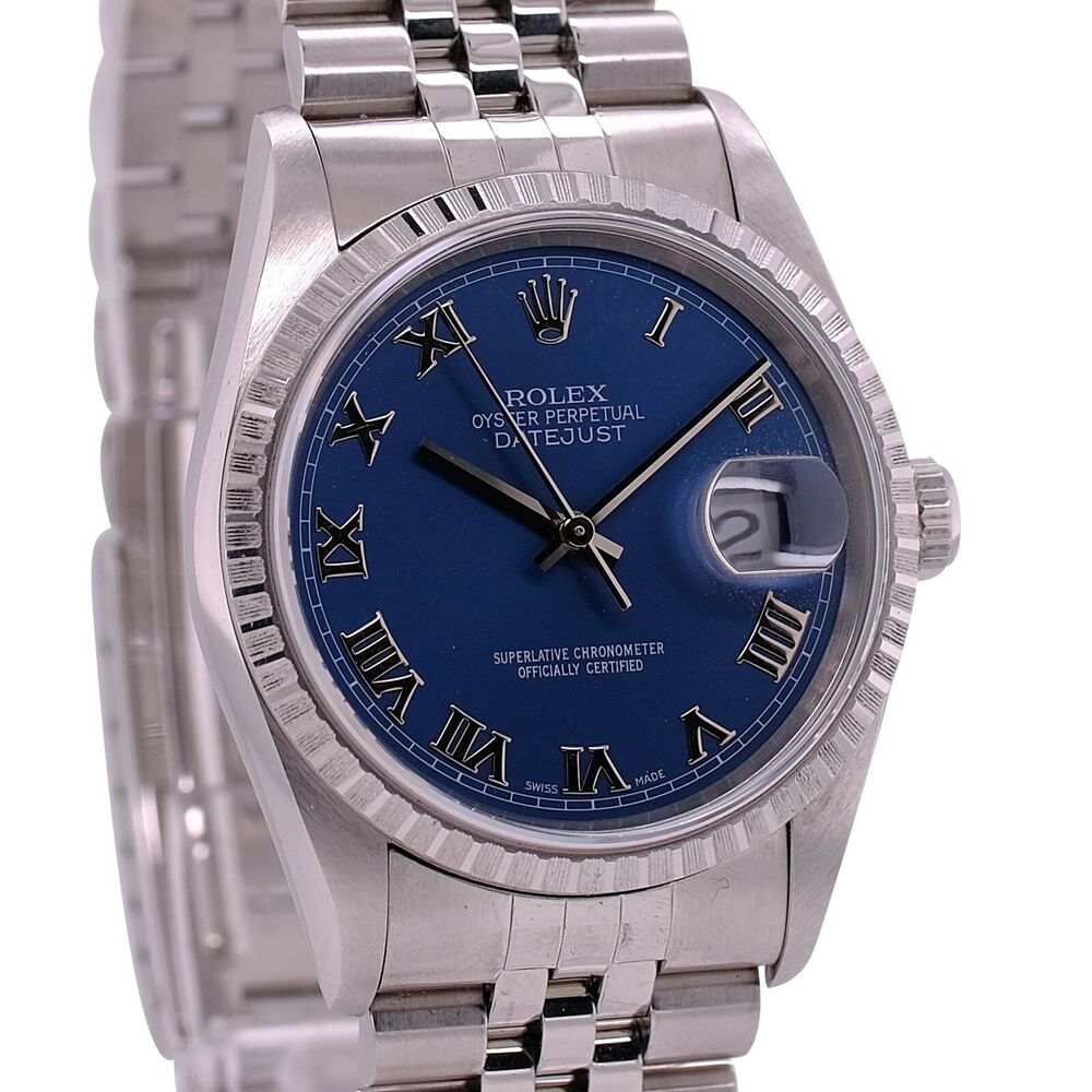 Rolex Datejust Blue Roman Dial Jubilee Band 16220 - luxuriantconcierge