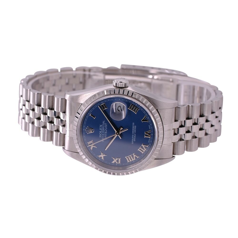 Rolex Datejust Blue Roman Dial Jubilee Band 16220 - luxuriantconcierge