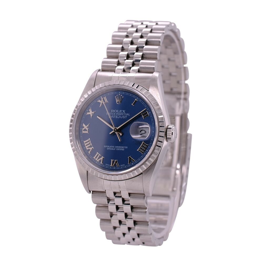 Rolex Datejust Blue Roman Dial Jubilee Band 16220 - luxuriantconcierge