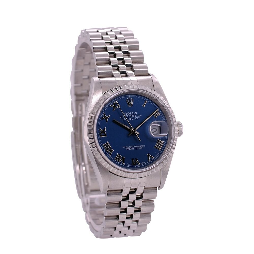 Rolex Datejust Blue Roman Dial Jubilee Band 16220 - luxuriantconcierge