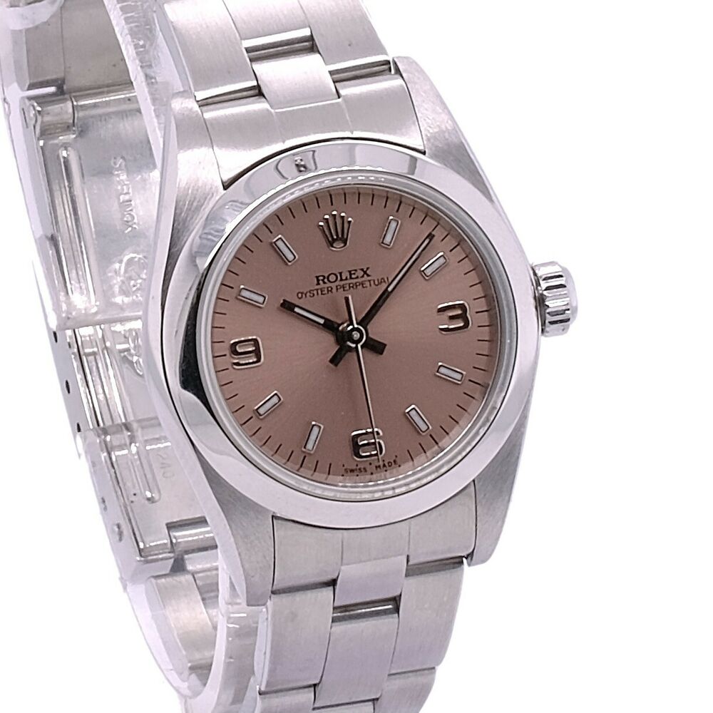 Rolex Oyster Perpetual Salmon Index-Arabic Dial Oyster Band 76080 w/ Paper - luxuriantconcierge