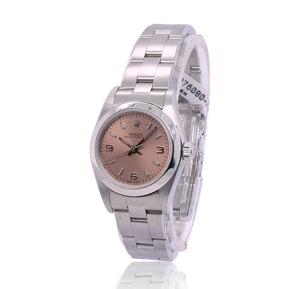 Rolex Oyster Perpetual Salmon Index-Arabic Dial Oyster Band 76080 w/ Paper - luxuriantconcierge