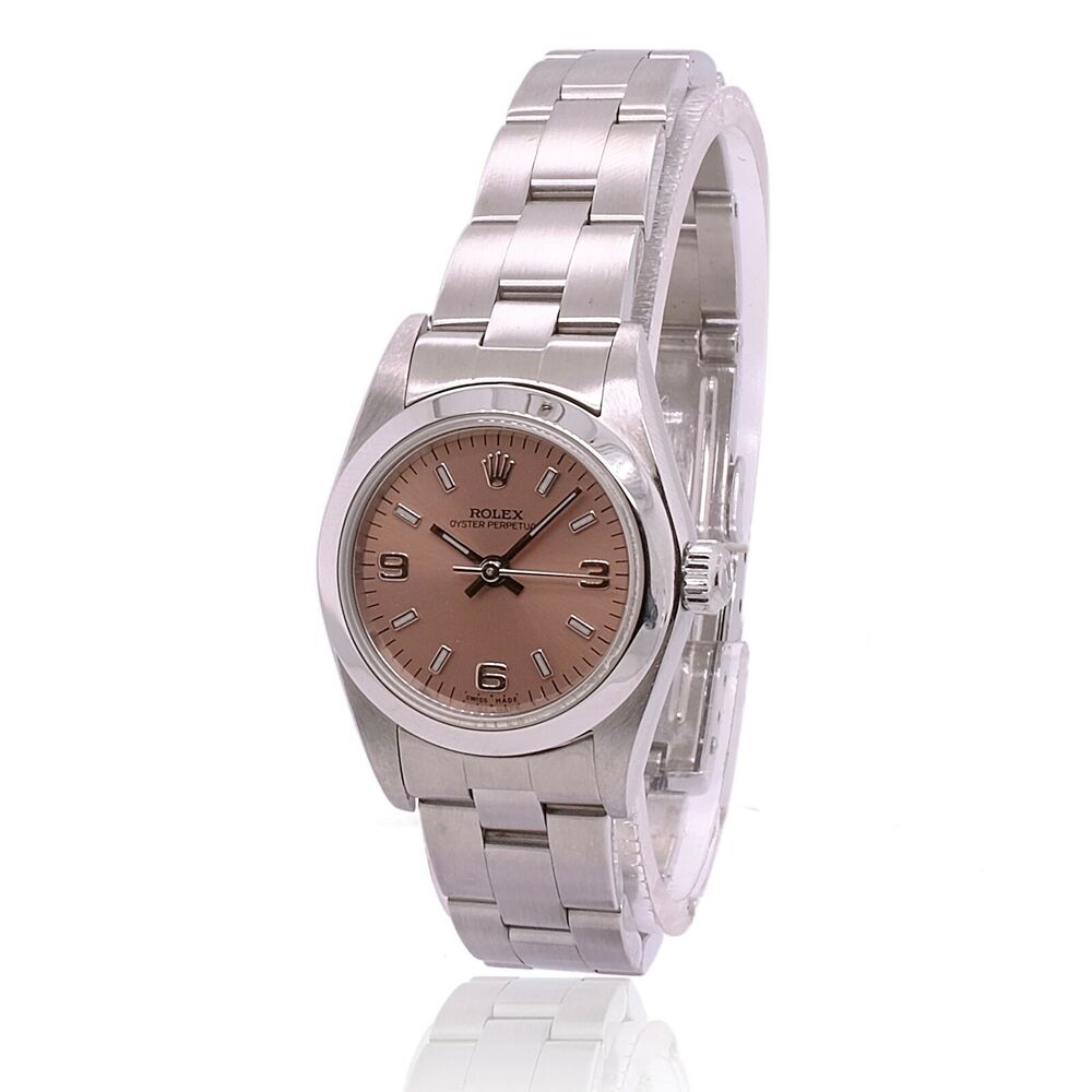 Rolex Oyster Perpetual Salmon Index-Arabic Dial Oyster Band 76080 w/ Paper - luxuriantconcierge