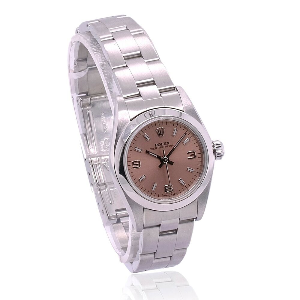 Rolex Oyster Perpetual Salmon Index-Arabic Dial Oyster Band 76080 w/ Paper - luxuriantconcierge