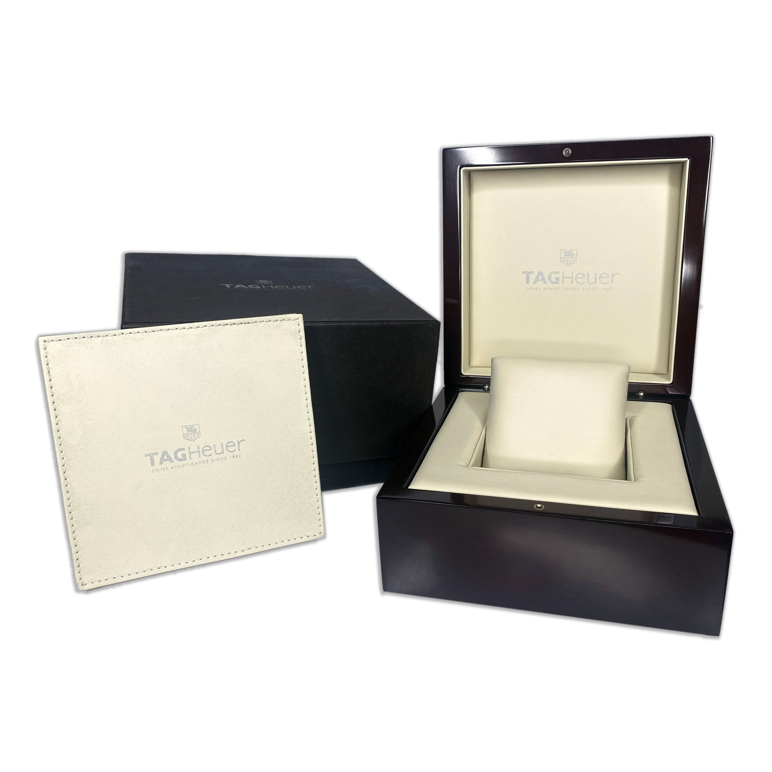 Original Tag Heuer Wood Watch Box w/ Booklets and booklet wallet - LIKE NEW - luxuriantconcierge
