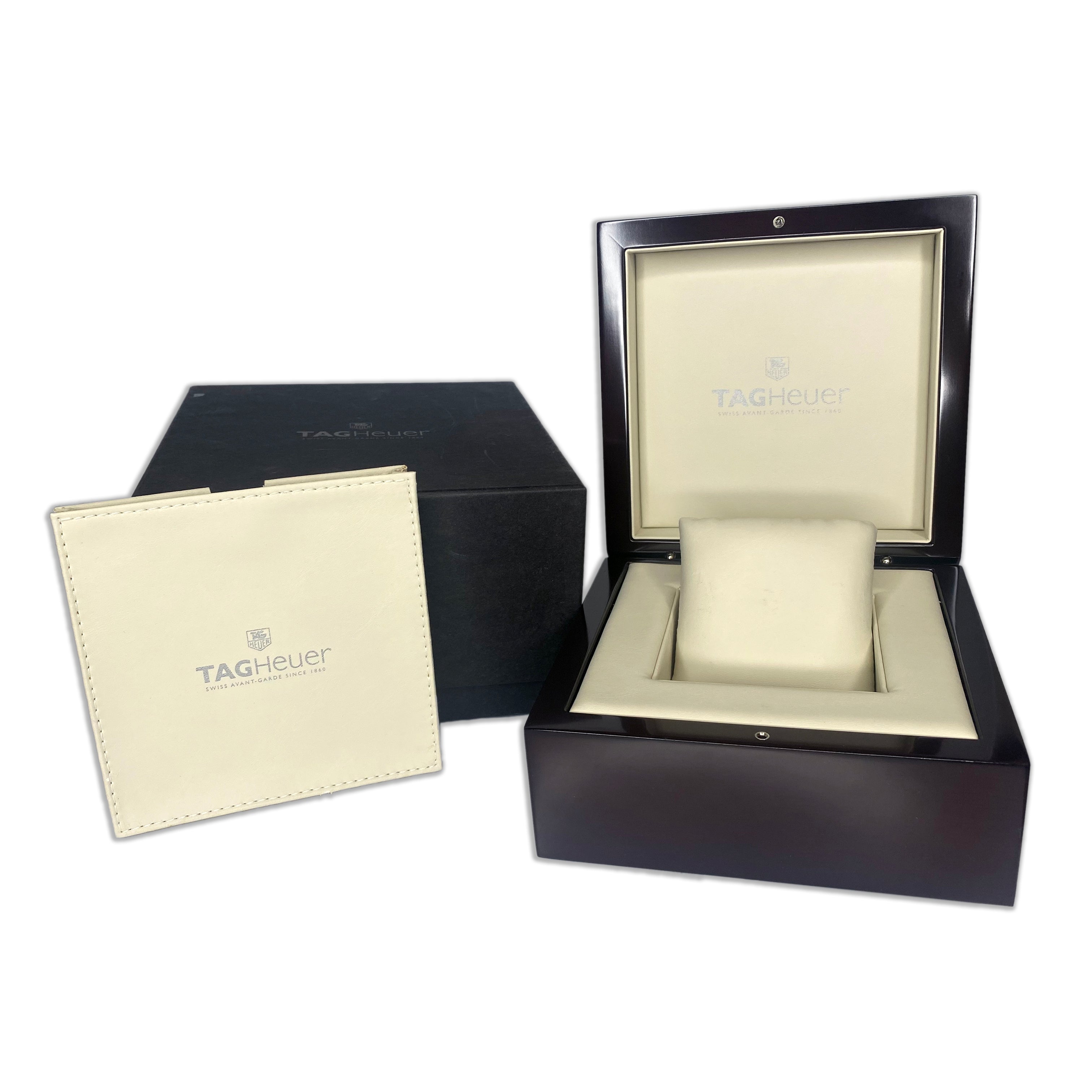 Original Tag Heuer Wood Watch Box w/ Booklets and booklet wallet - LIKE NEW - luxuriantconcierge