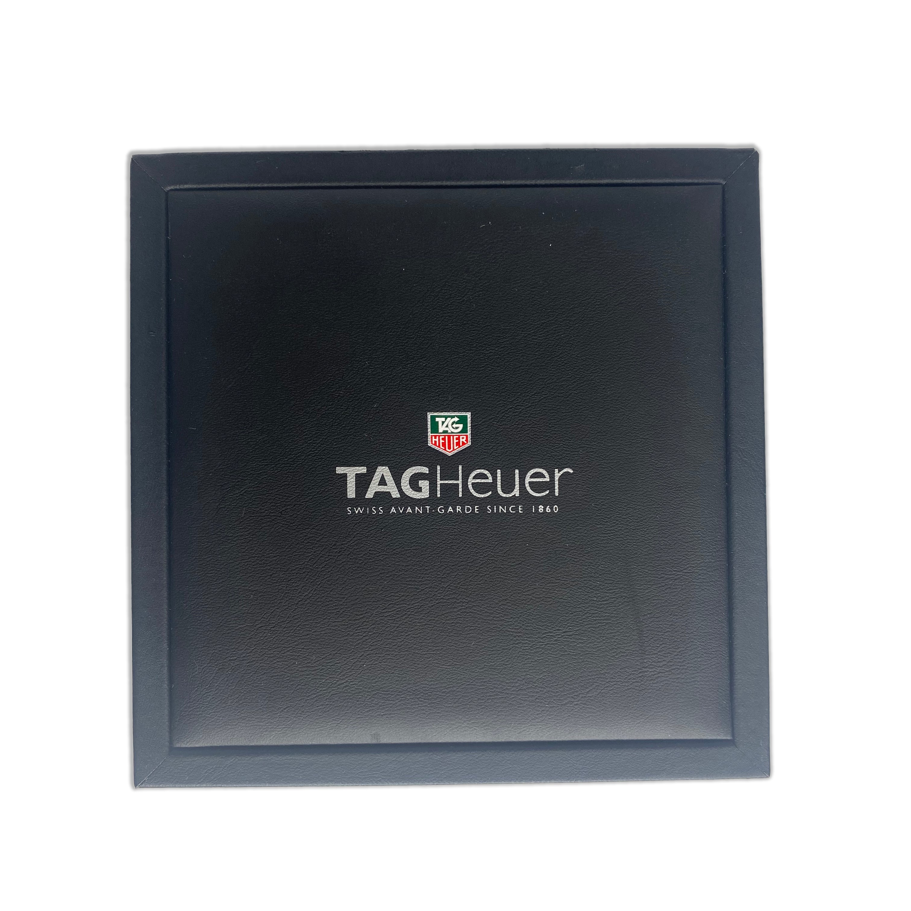 Tag Heuer Black Watch Box with watch pillow and watch booklet - luxuriantconcierge