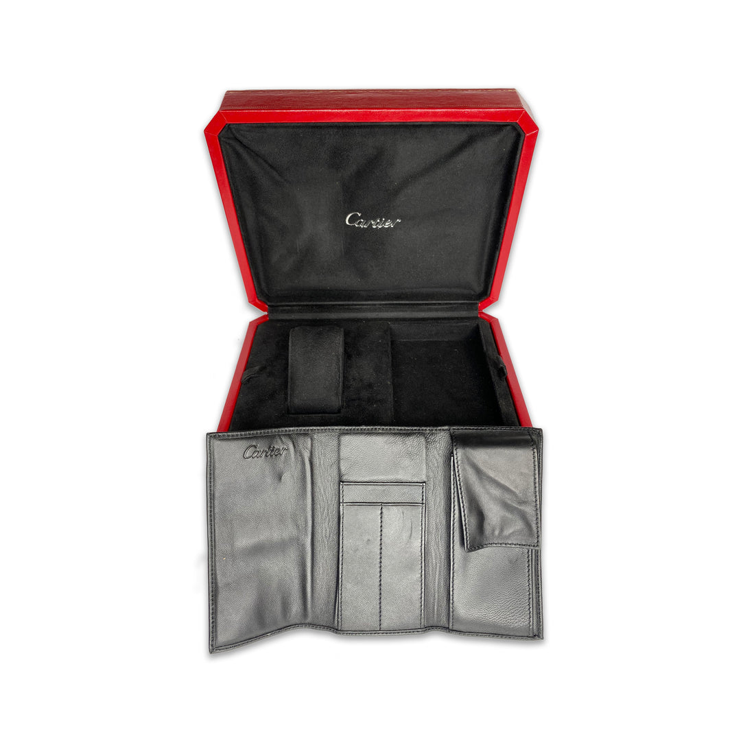 Original Cartier XL Watch Box with small wallet case for travel - luxuriantconcierge