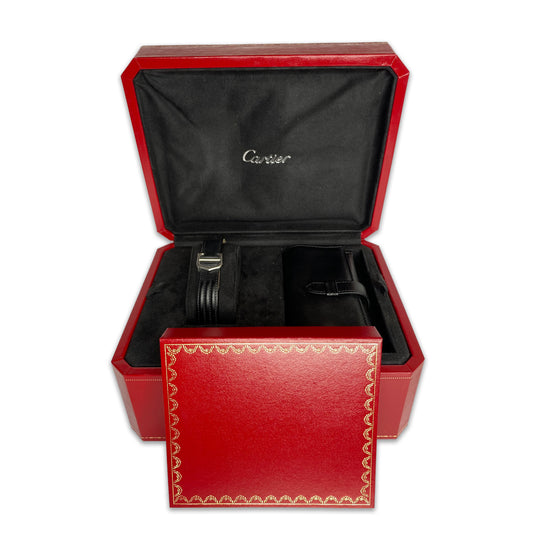 Original Cartier XL Watch Box with small wallet case for travel - luxuriantconcierge