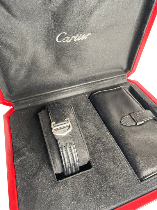 Original Cartier XL Watch Box with small wallet case for travel - luxuriantconcierge