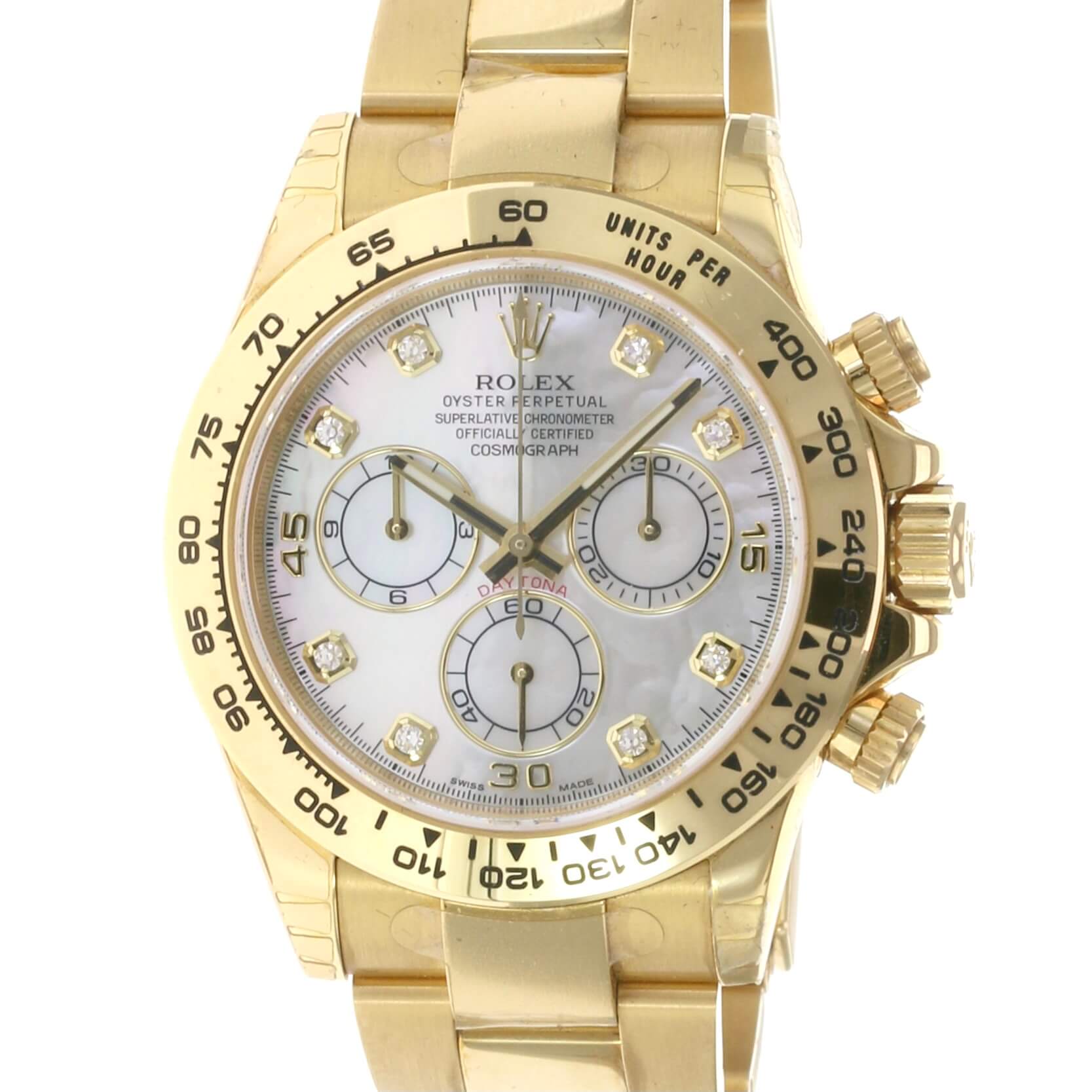 Rolex Daytona White Mother of Pearl Diamond Dial Oyster Band 116508 - luxuriantconcierge