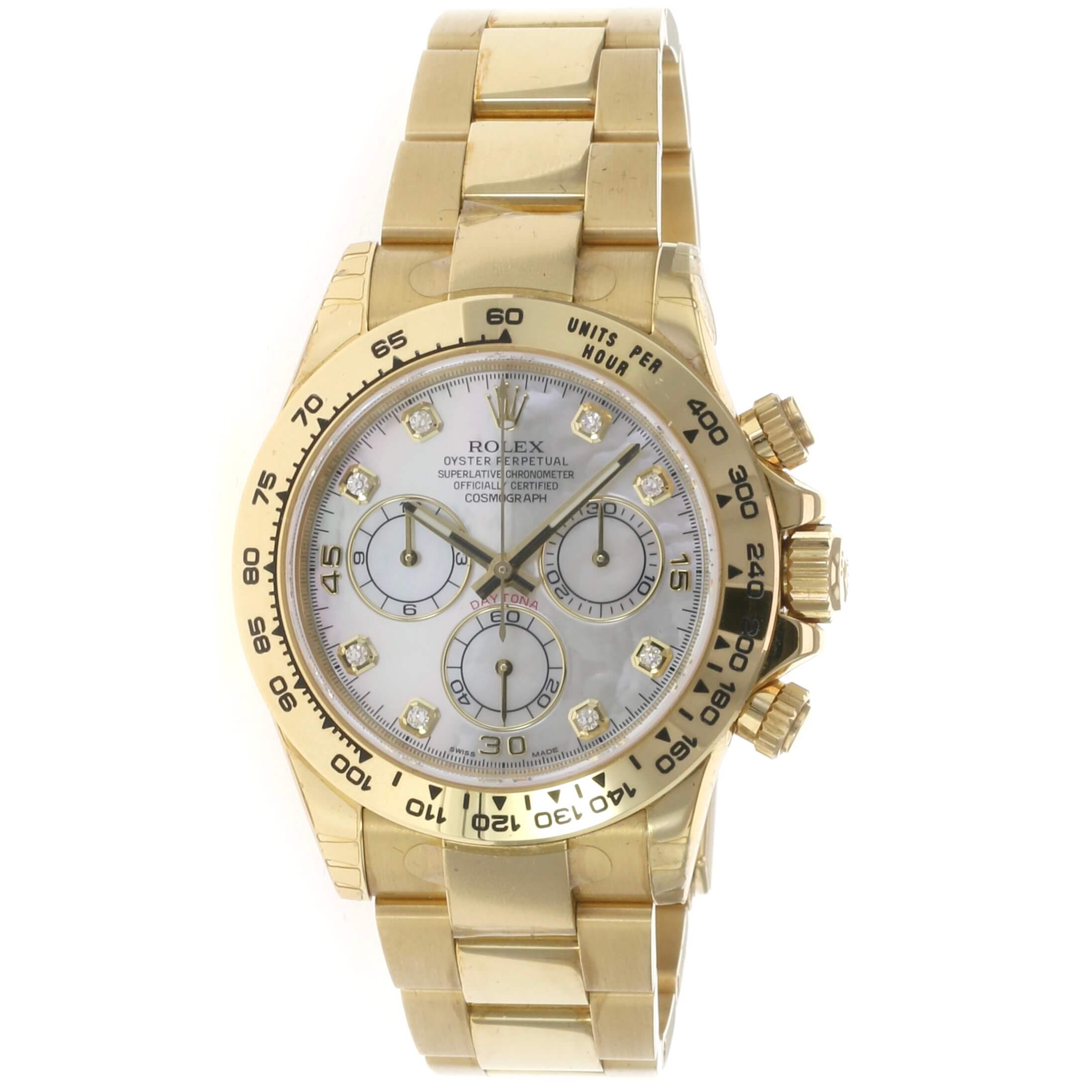 Rolex Daytona White Mother of Pearl Diamond Dial Oyster Band 116508 - luxuriantconcierge