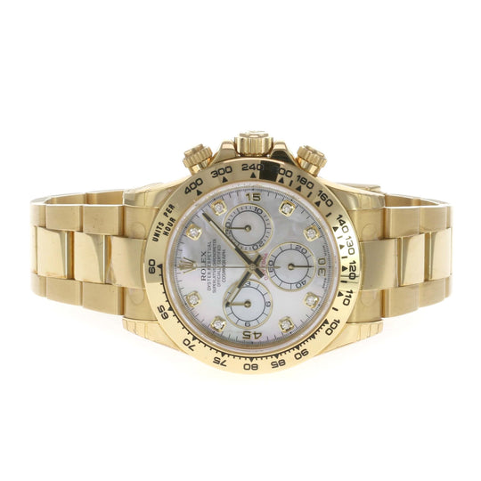 Rolex Daytona White Mother of Pearl Diamond Dial Oyster Band 116508 - luxuriantconcierge