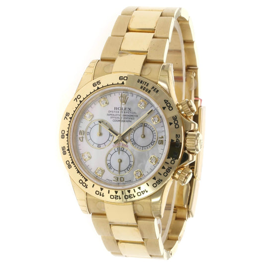 Rolex Daytona White Mother of Pearl Diamond Dial Oyster Band 116508 - luxuriantconcierge