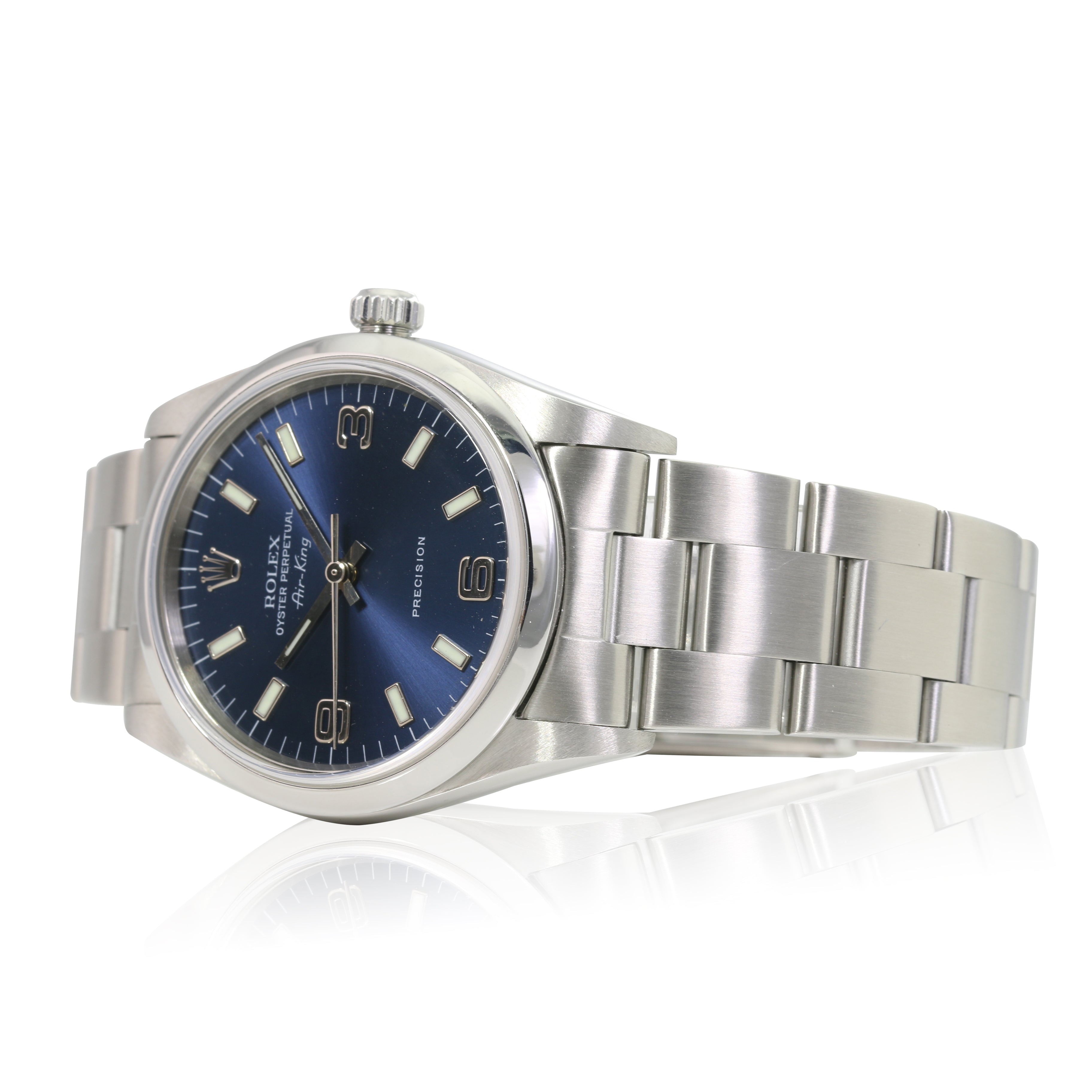 Rolex Air-King Blue Arabic-Index Oyster Band 14000 w/ Box & Paper - luxuriantconcierge