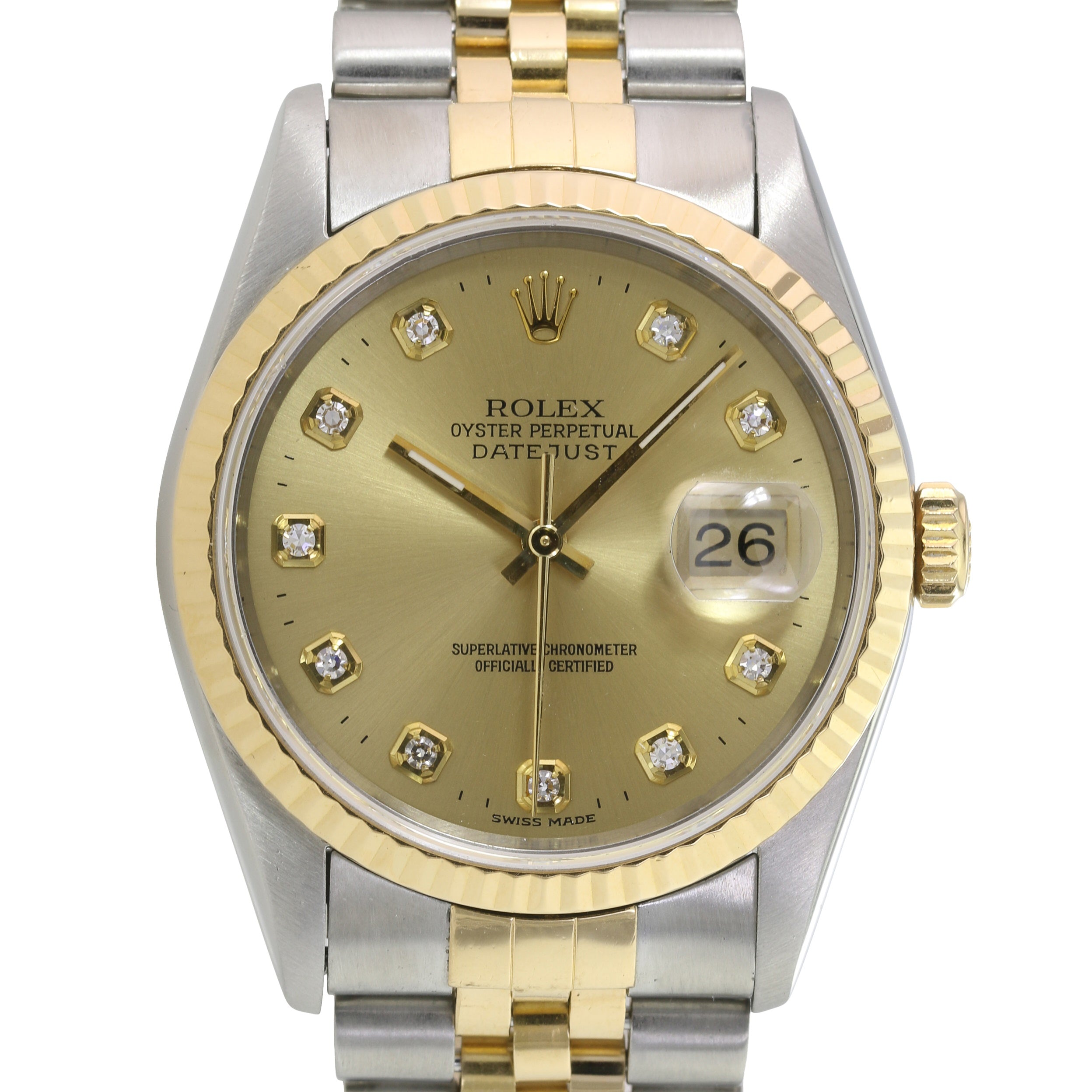 Datejust 36mm Champagne Index Jubilee 16233 - luxuriantconcierge