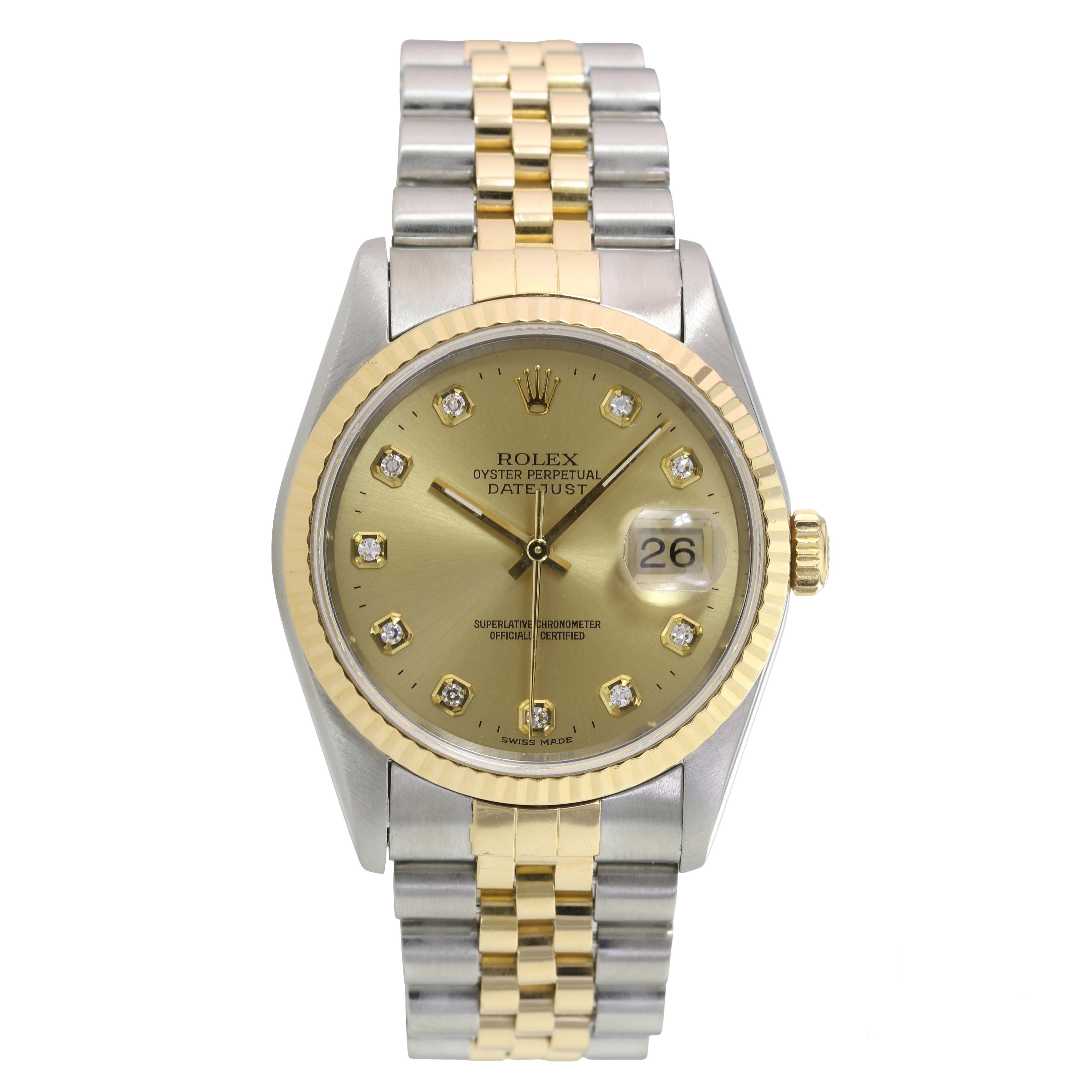 Datejust 36mm Champagne Index Jubilee 16233 - luxuriantconcierge