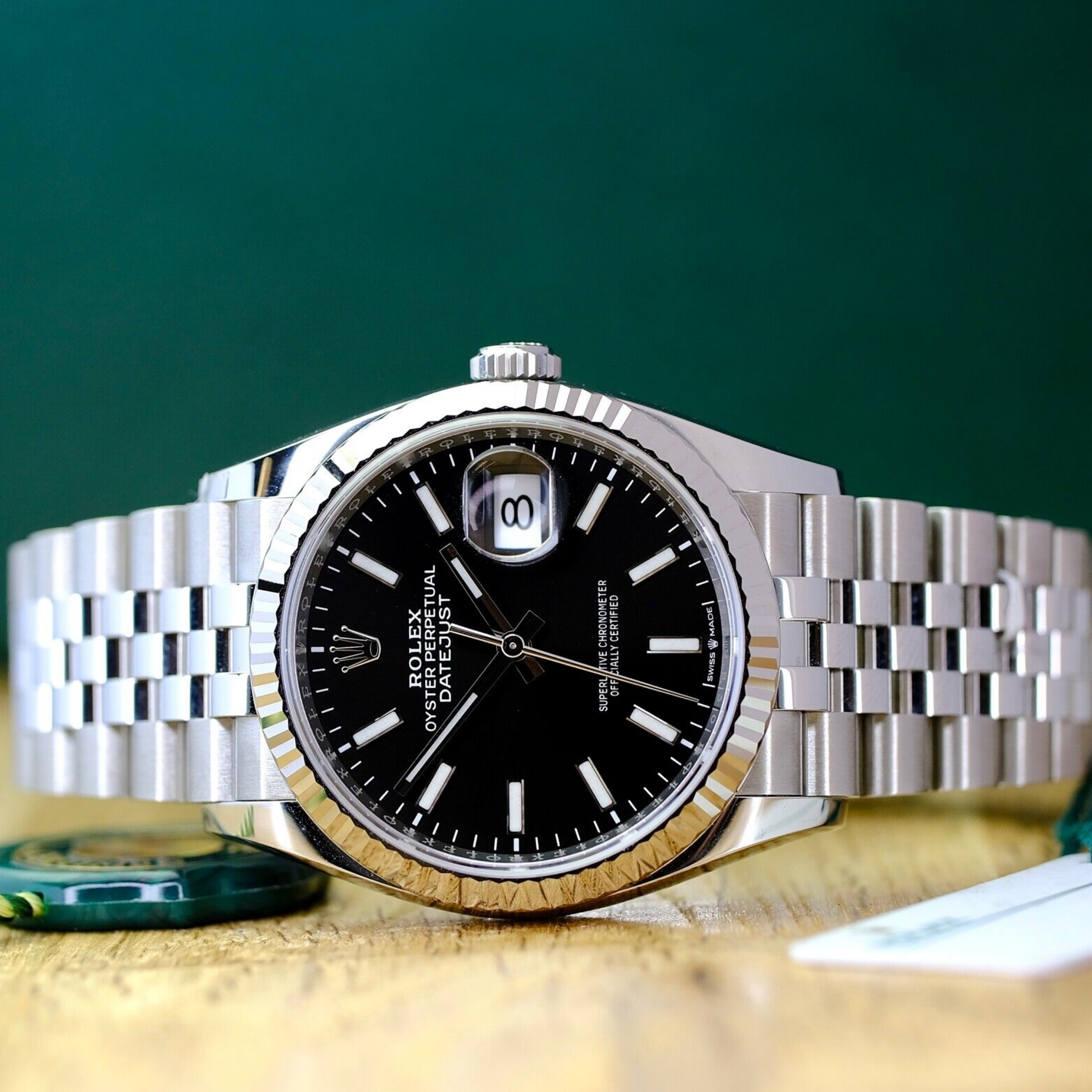 Rolex Datejust Men 18KW & Steel Black Dial  Fluted Jubilee 126234 Watch - luxuriantconcierge