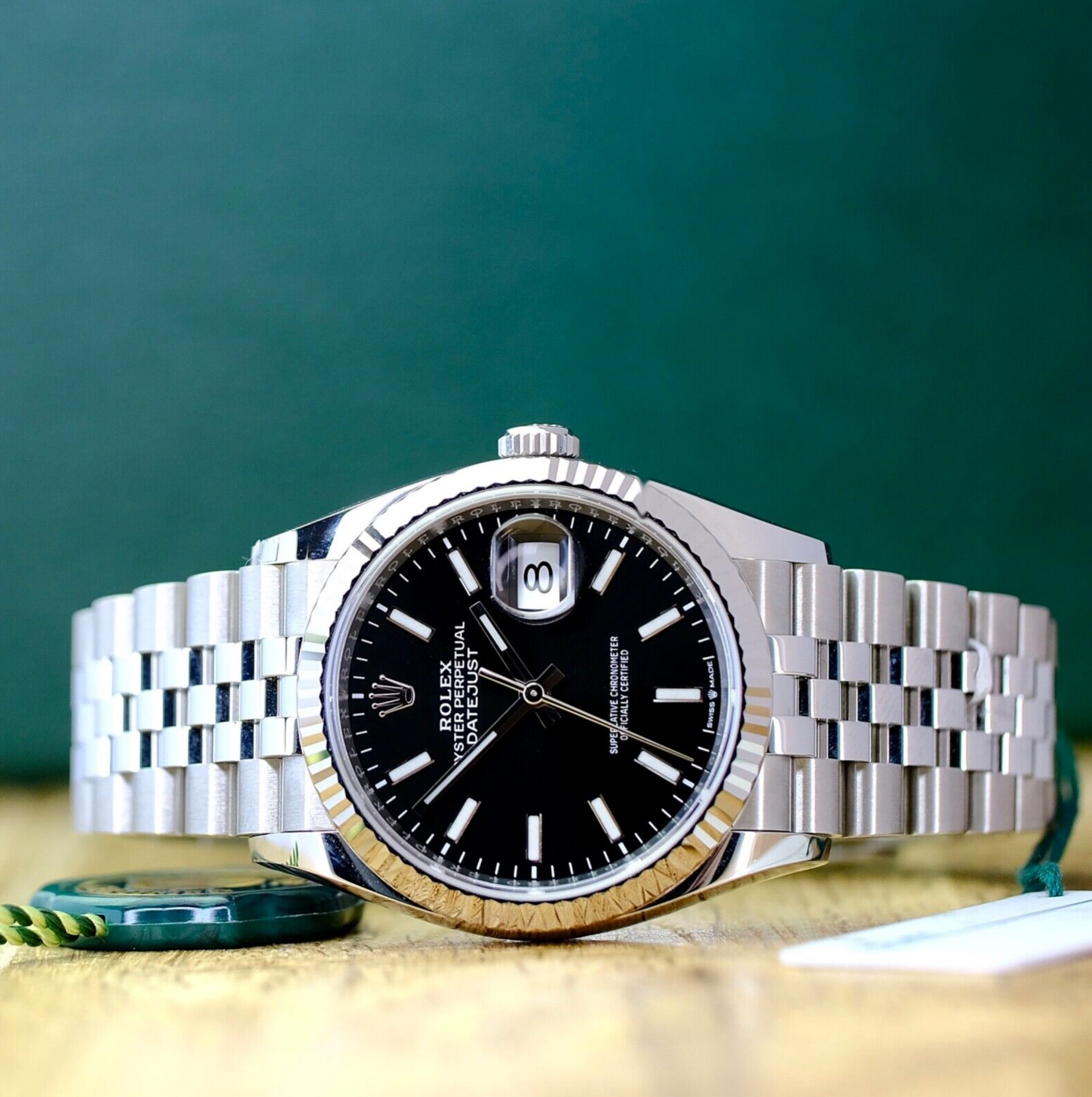 Rolex Datejust Men 18KW & Steel Black Dial  Fluted Jubilee 126234 Watch - luxuriantconcierge