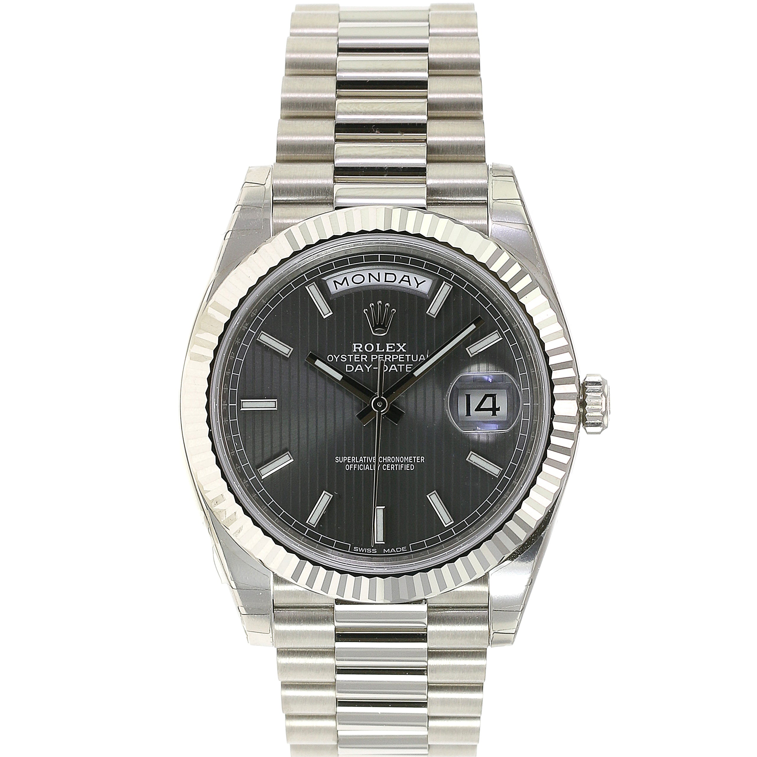 Rolex Day-Date Grey Tapestry Dial President 228239 - luxuriantconcierge