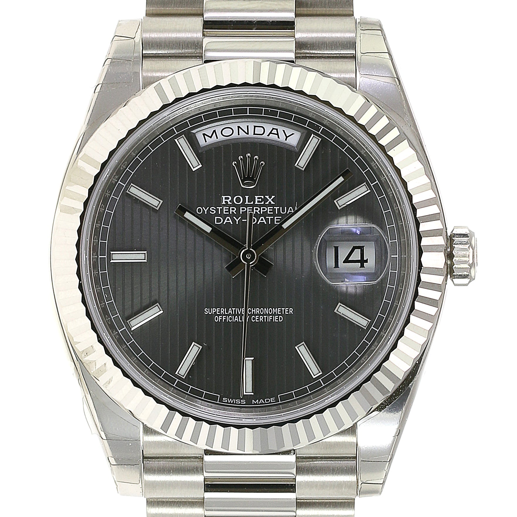 Rolex Day-Date Grey Tapestry Dial President 228239 - luxuriantconcierge