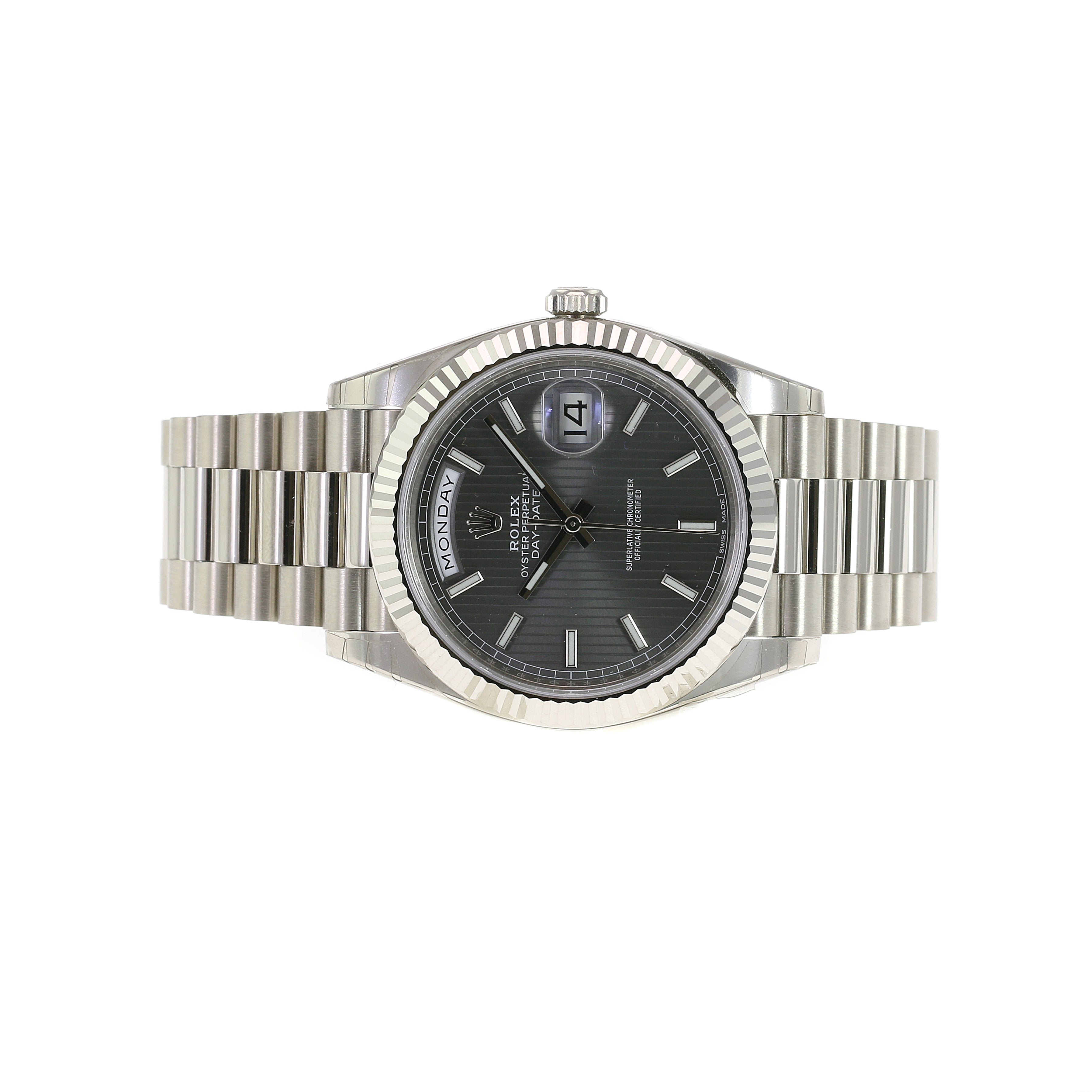 Rolex Day-Date Grey Tapestry Dial President 228239 - luxuriantconcierge