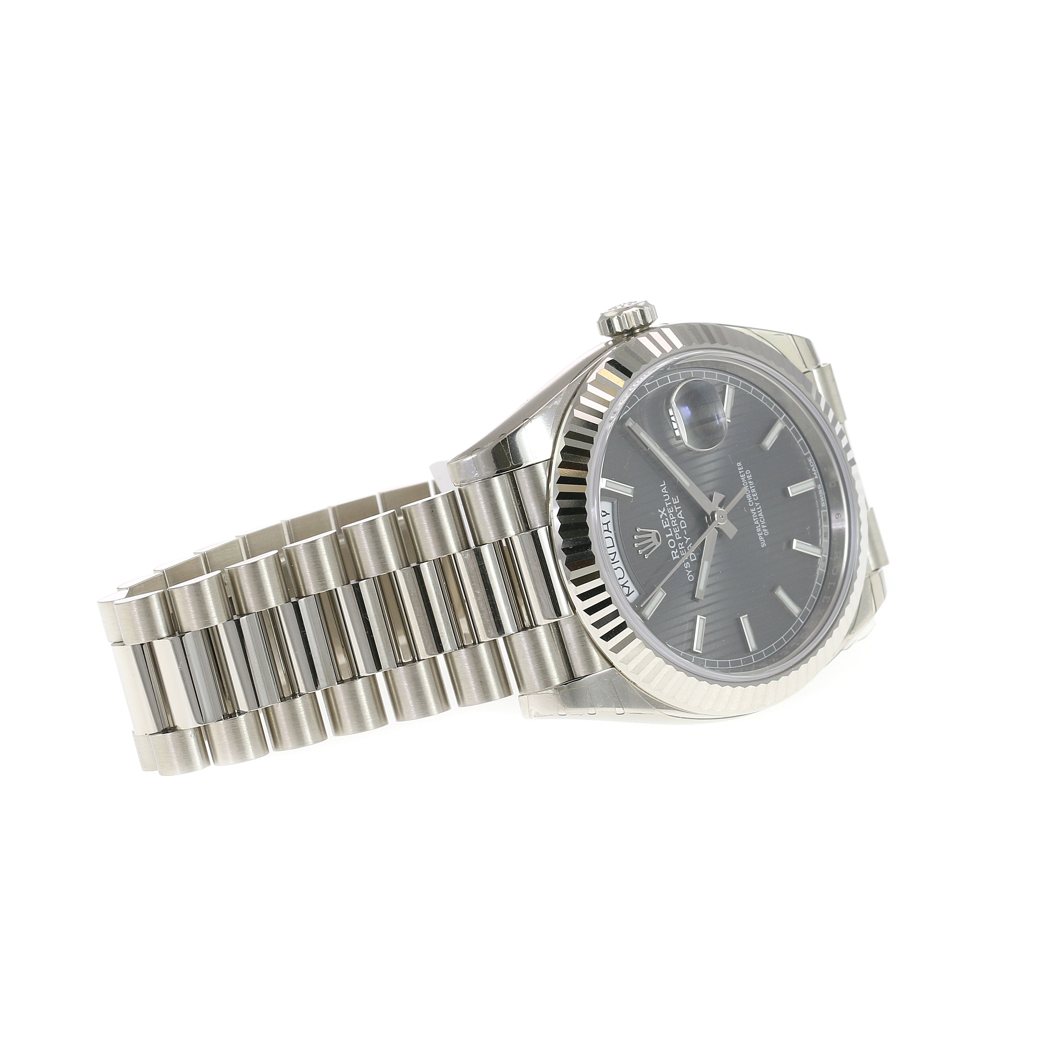 Rolex Day-Date Grey Tapestry Dial President 228239 - luxuriantconcierge