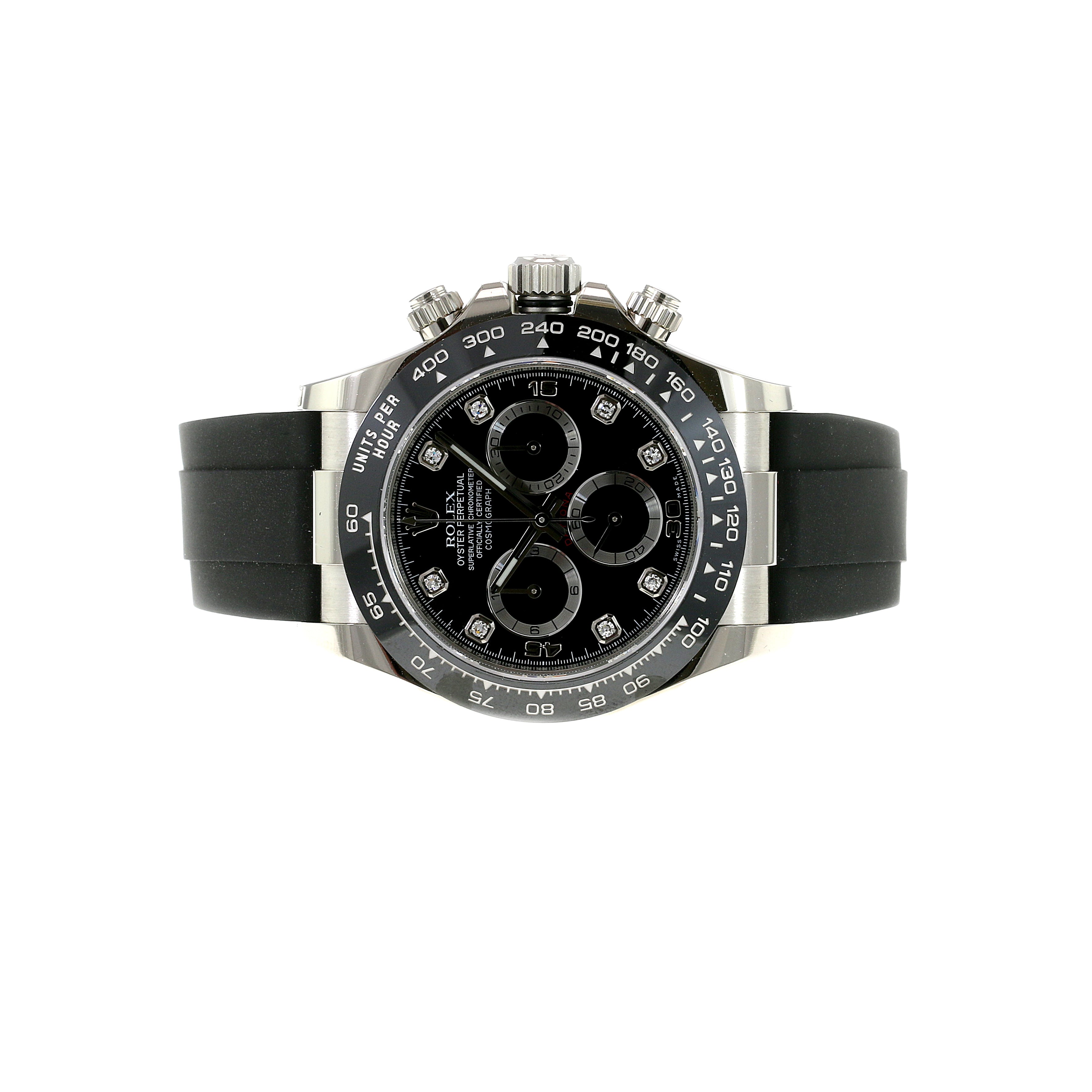 Rolex Daytona Black Diamond Dial Oysterflex 116519 - luxuriantconcierge