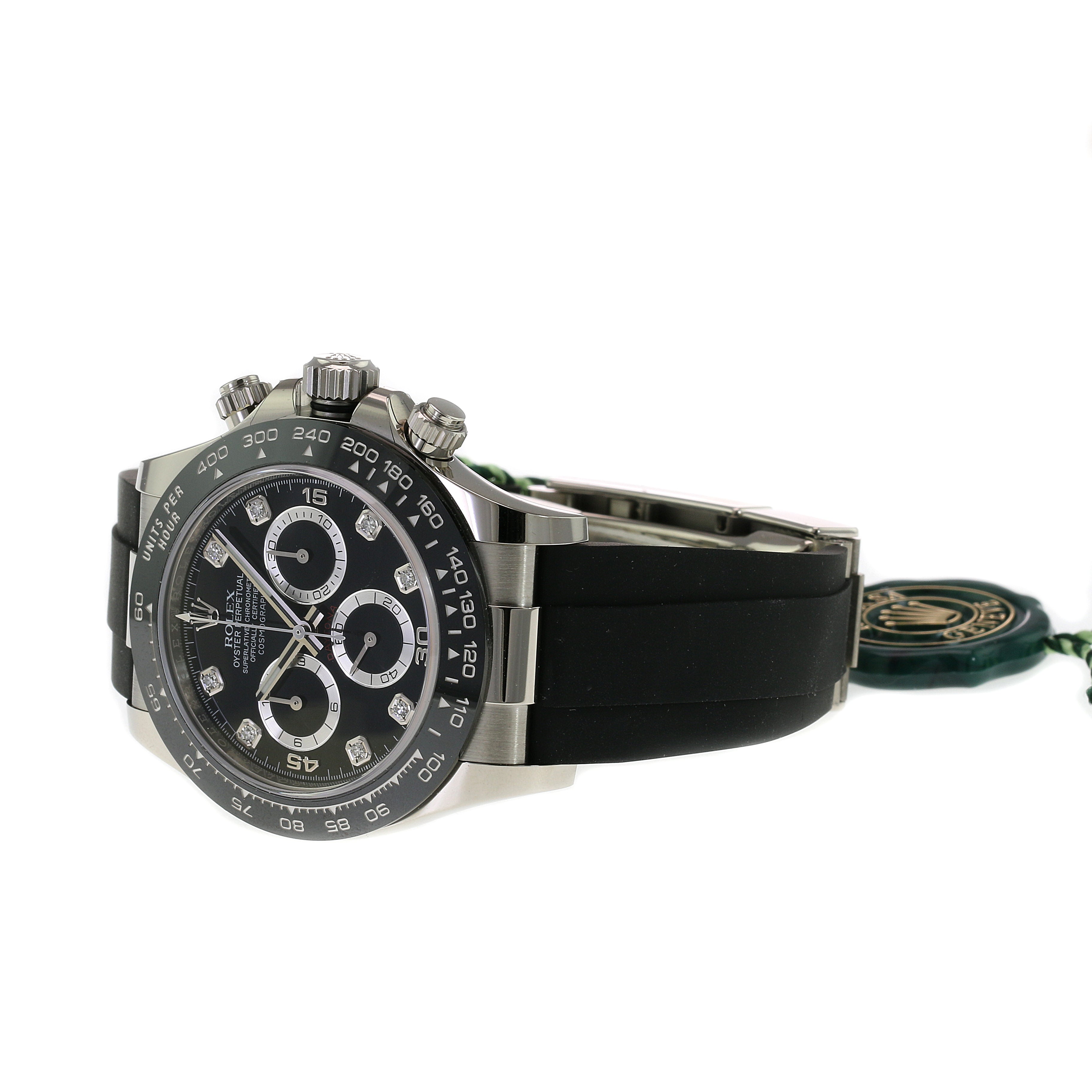 Rolex Daytona Black Diamond Dial Oysterflex 116519 - luxuriantconcierge