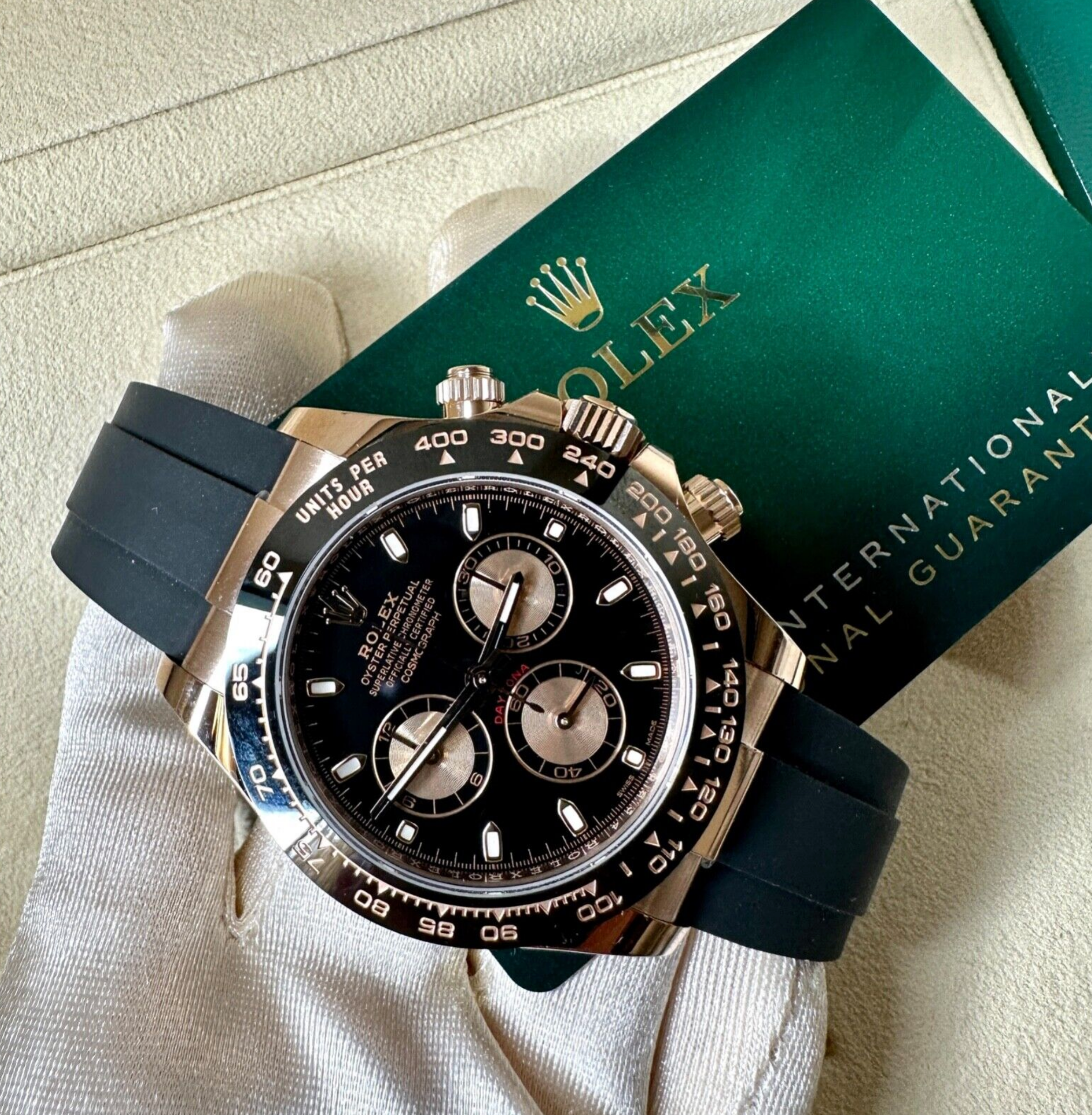 Rolex Daytona Chronograph 18K Rose Gold Oysterflex Band 116515 Watch - luxuriantconcierge