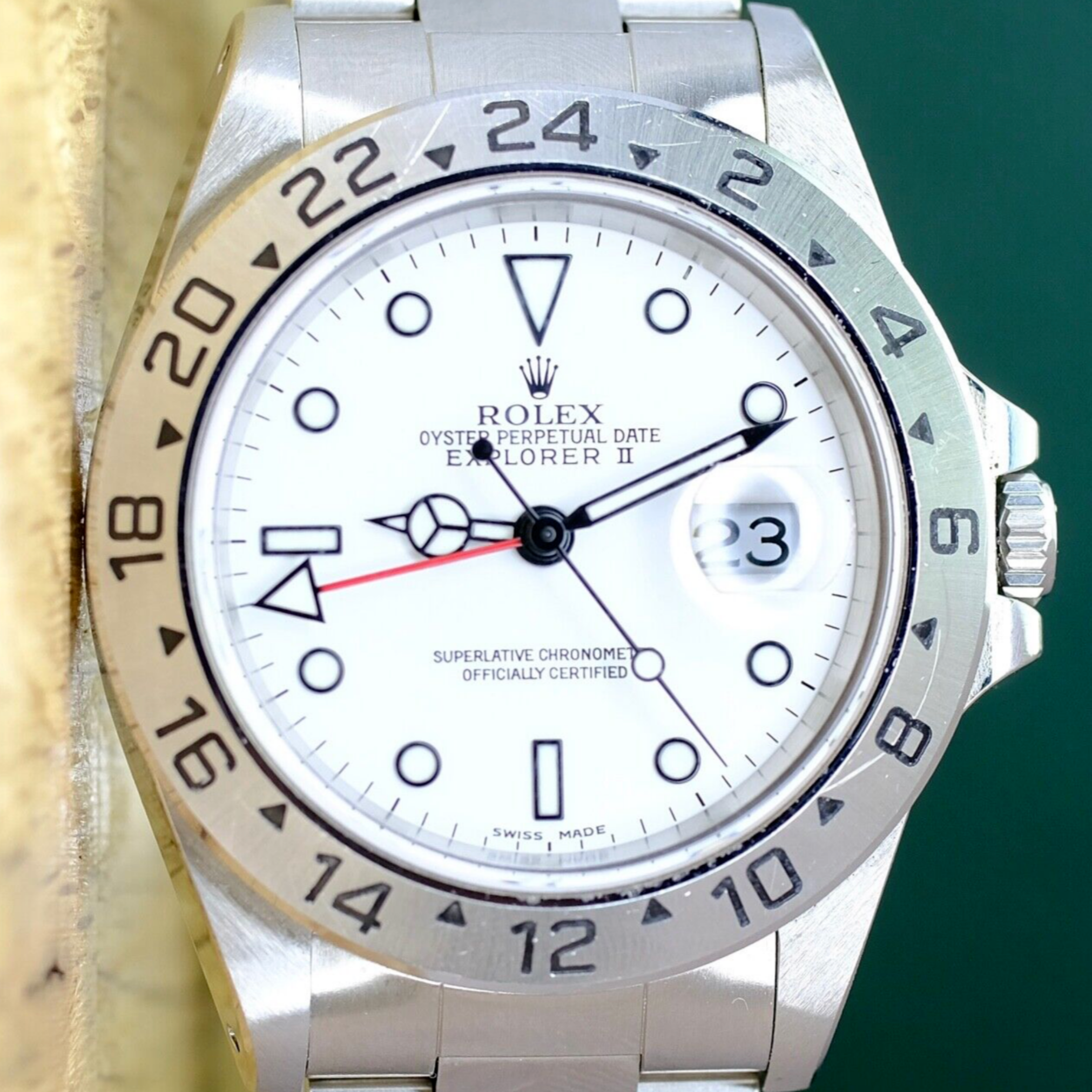 Rolex Explorer II Steel White Dial Oyster 24-Hr Rotating Bezel 16570 40MM Watch - luxuriantconcierge