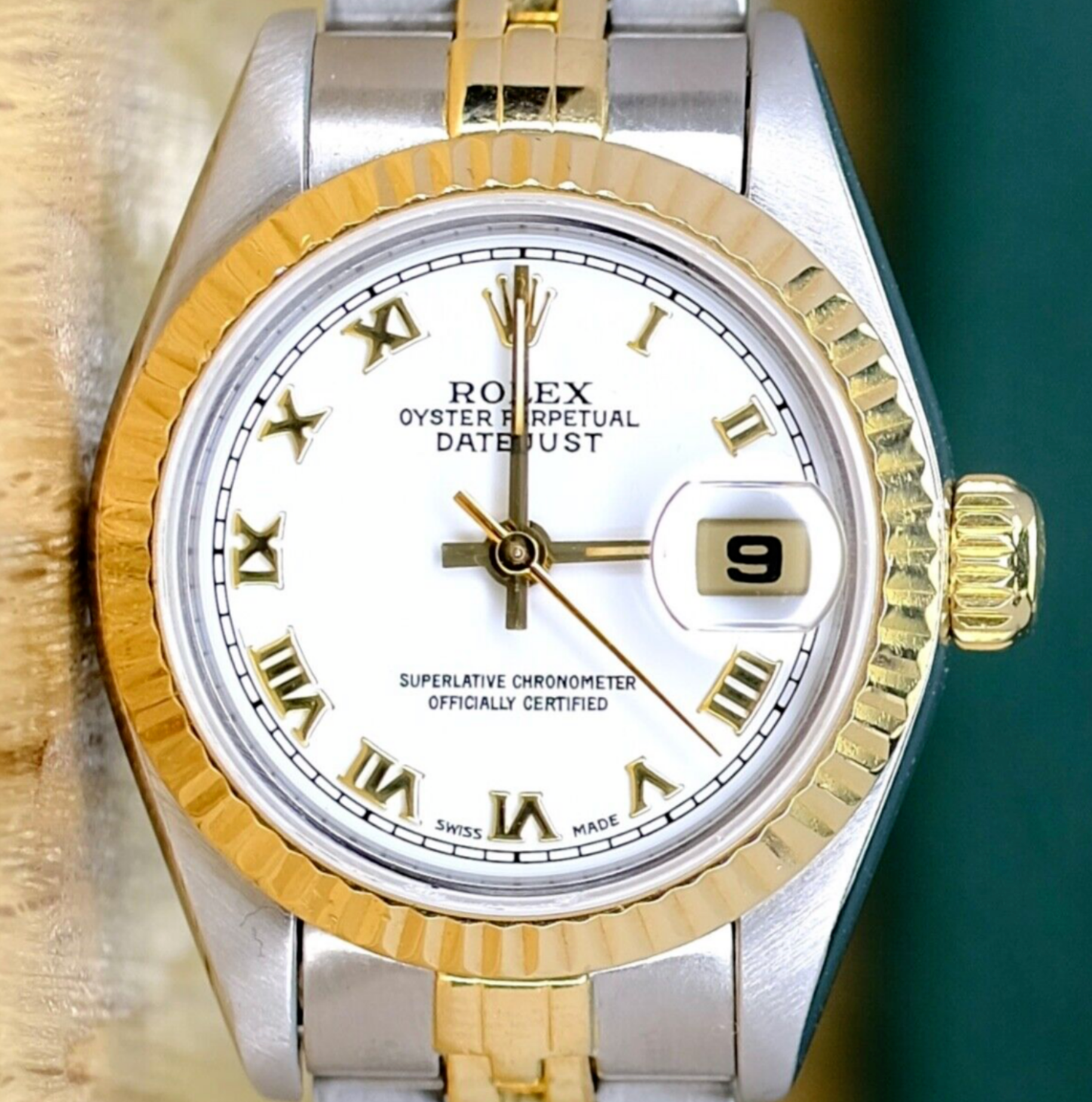 Rolex Ladies Datejust 18KY & Steel Fluted White Roman  69173 Watch - luxuriantconcierge