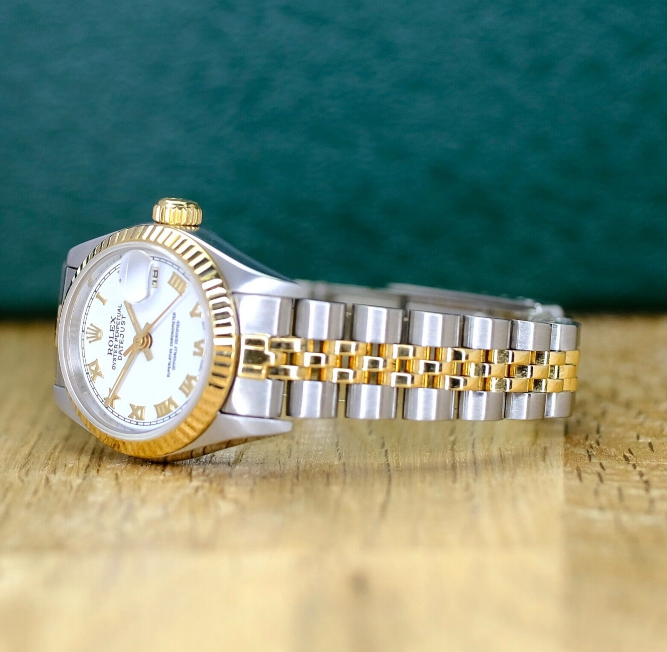 Rolex Ladies Datejust 18KY & Steel Fluted White Roman  69173 Watch - luxuriantconcierge