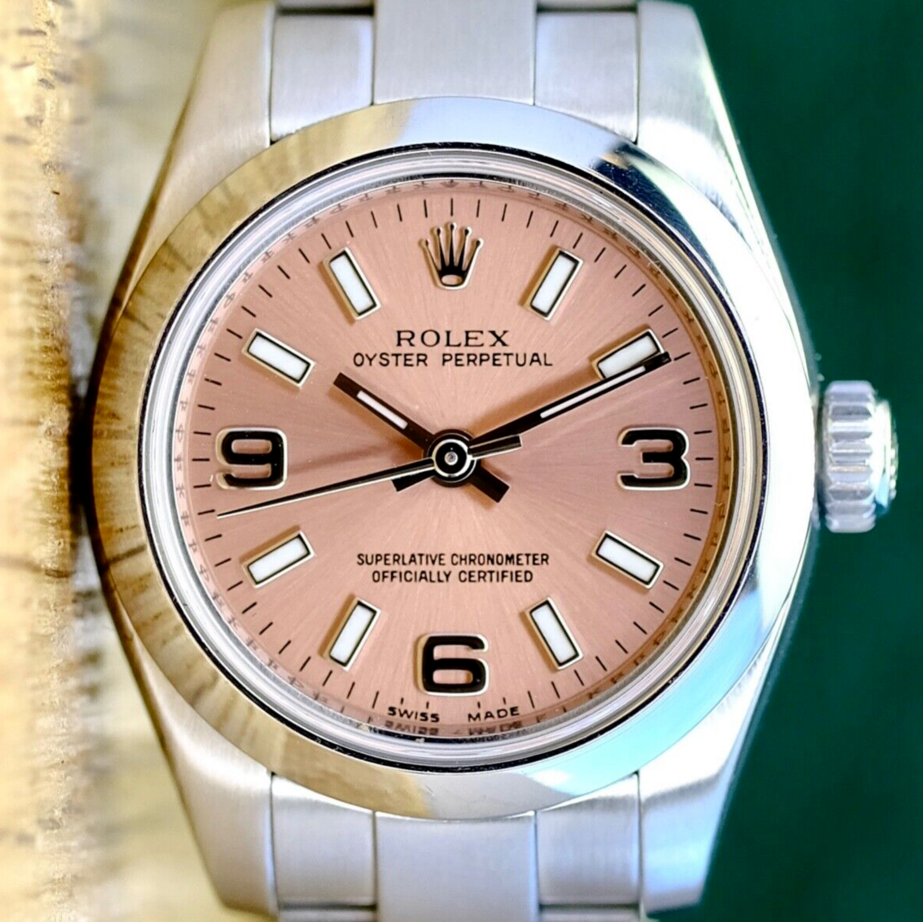 Rolex Ladies Oyster Perpetual Salmon Arabic 176200 Watch - luxuriantconcierge