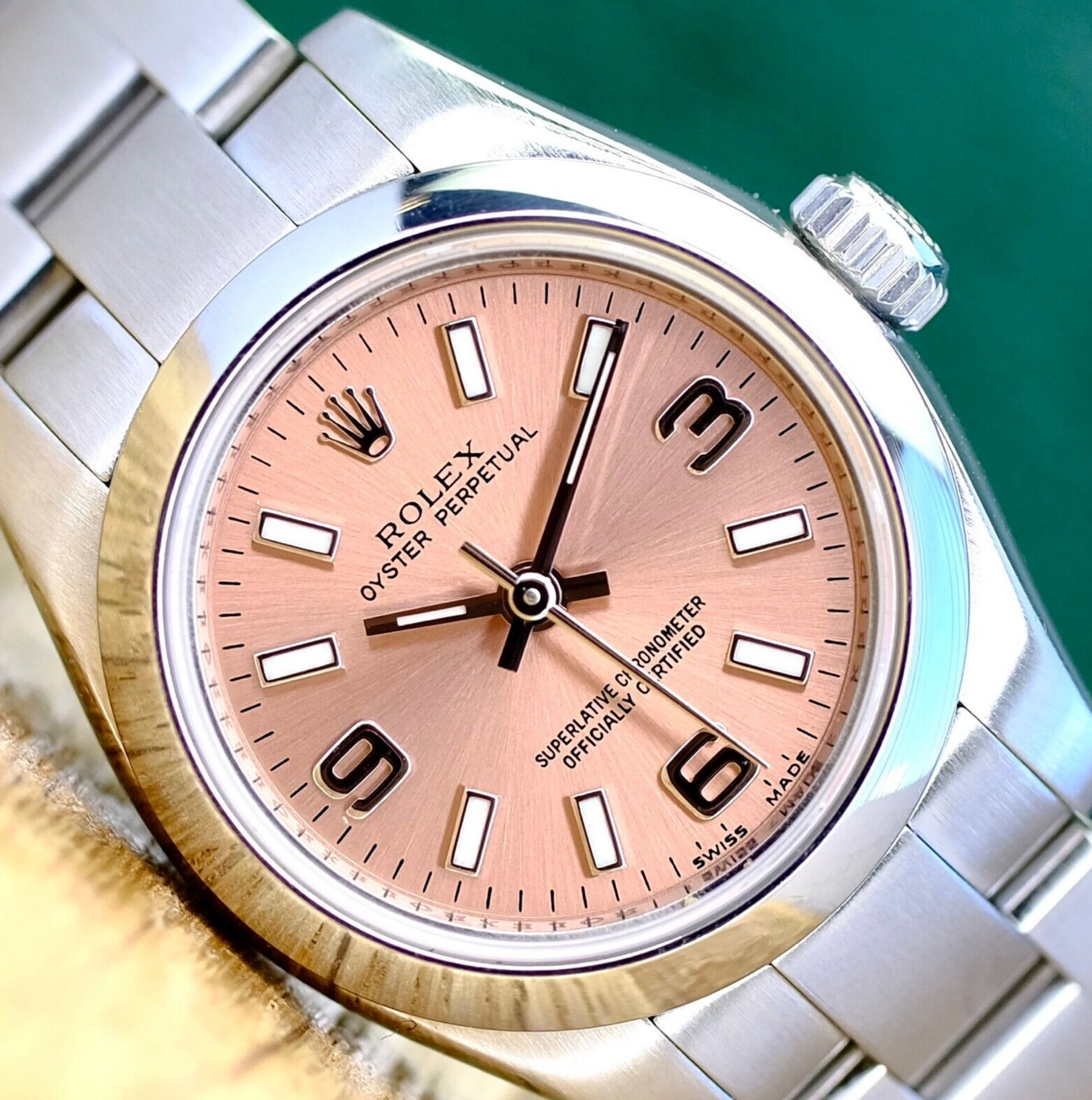 Rolex Ladies Oyster Perpetual Salmon Arabic 176200 Watch - luxuriantconcierge