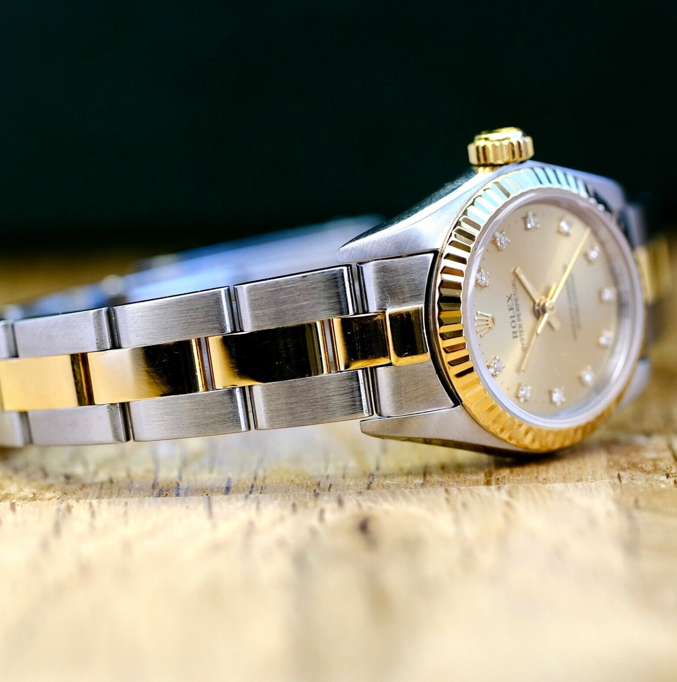 Rolex Ladies Oyster Perpetual Two-tone Diamond Champagne 76183 Watch - luxuriantconcierge