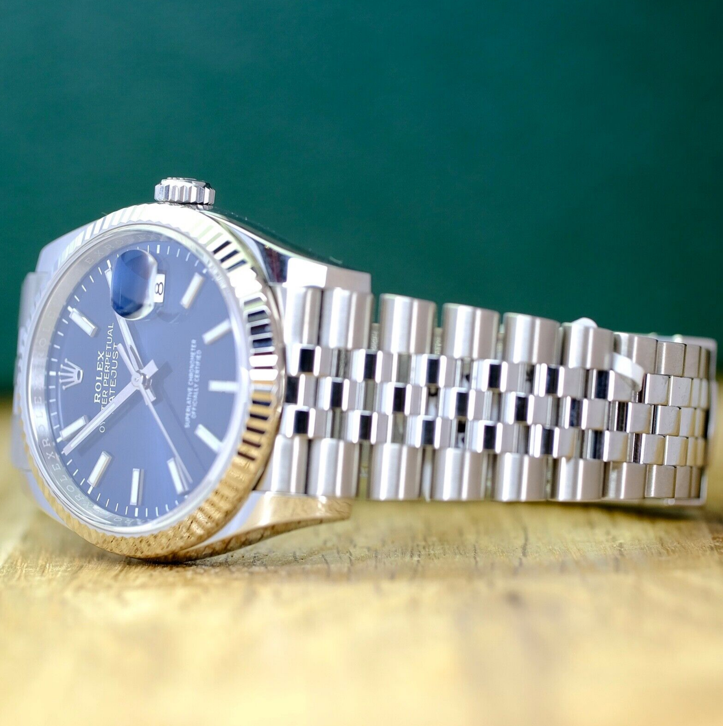 Rolex Mens Datejust 18KW & Steel Blue Dial Fluted Jubilee 126234 Watch - luxuriantconcierge