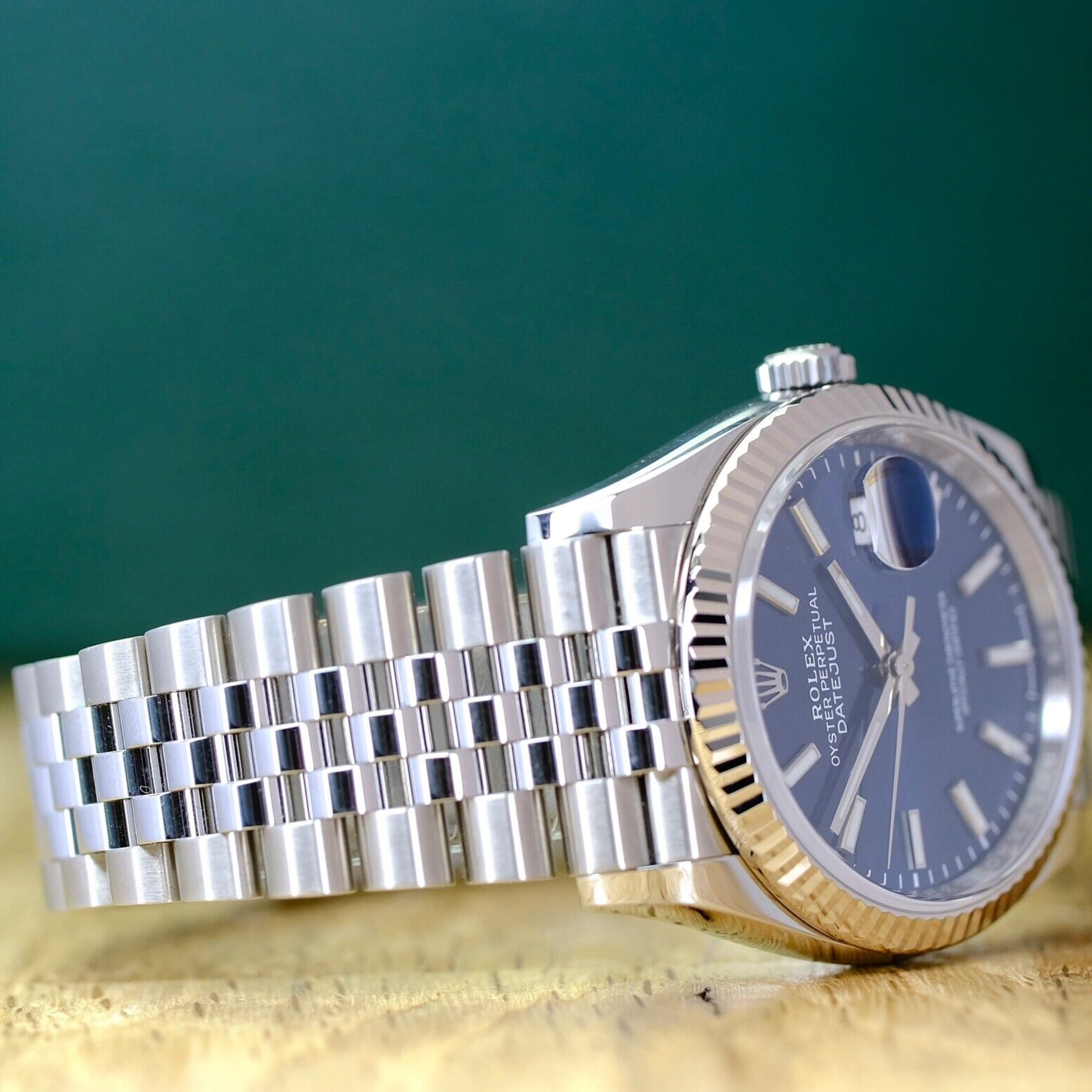 Rolex Mens Datejust 18KW & Steel Blue Dial Fluted Jubilee 126234 Watch - luxuriantconcierge