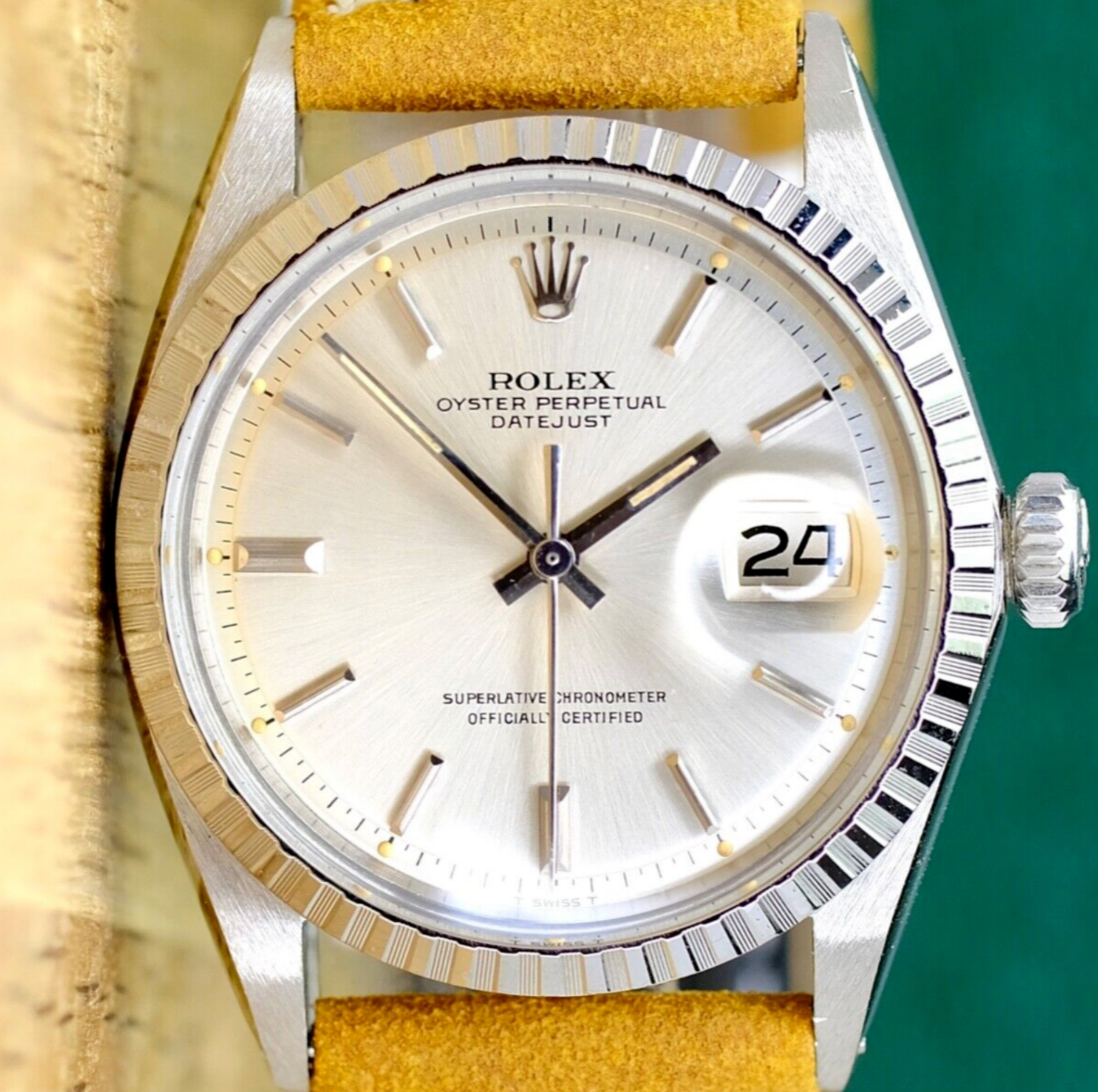 Rolex Datejust Steel Yellow Gold Silver Dial Vintage Mens Watch 1601