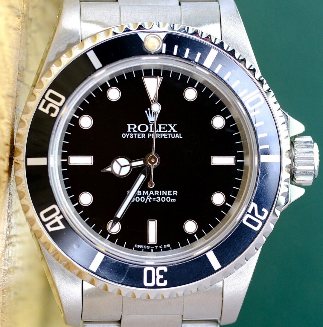 Rolex Mens Black  Submariner Steel  Watch 14060M B&P - luxuriantconcierge