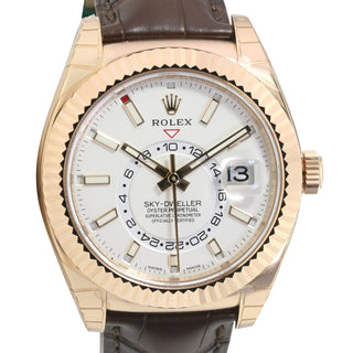 Rolex Sky-Dweller White Dial Leather Band 326135