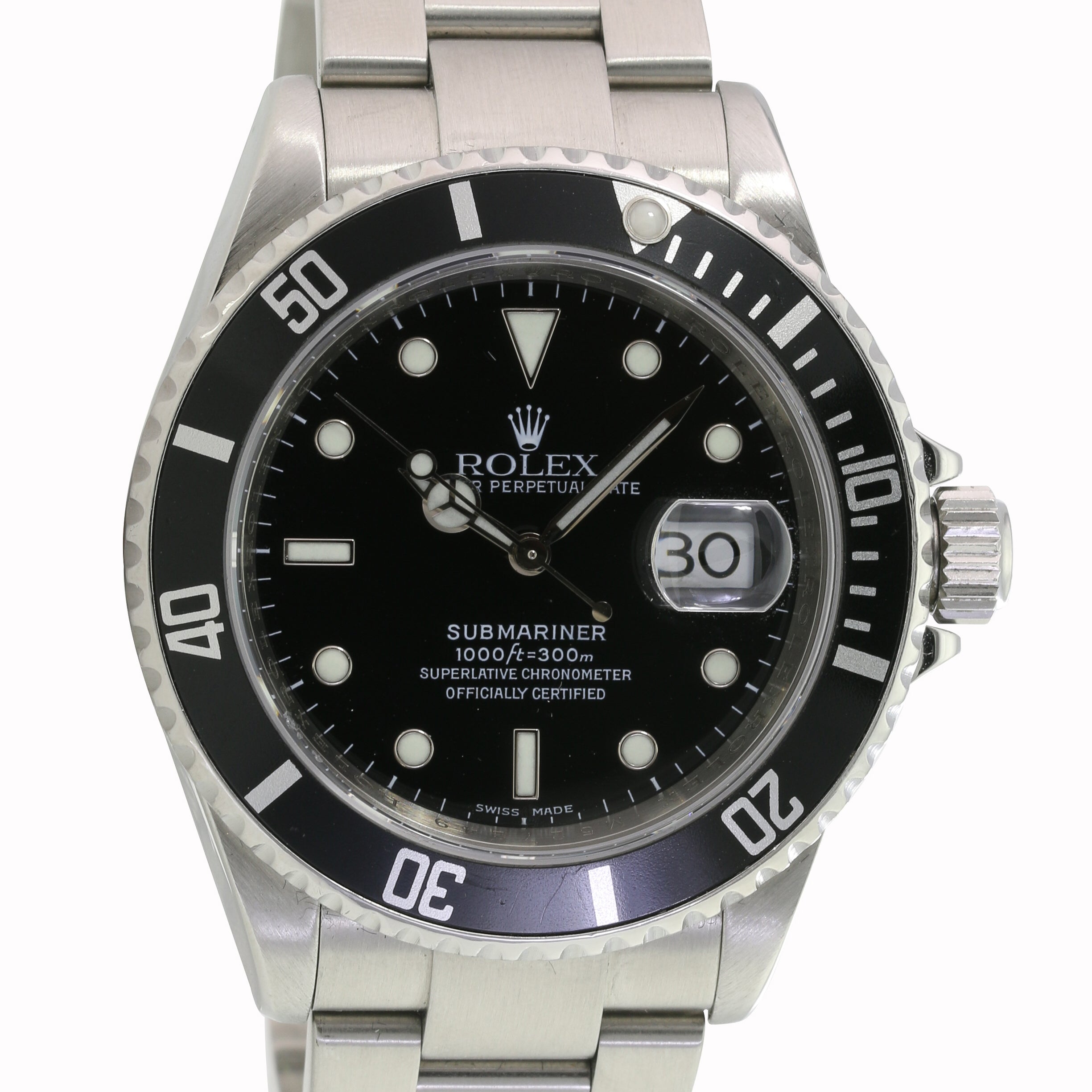 Rolex Submariner Steel Black Dial Oyster Band 16610 - luxuriantconcierge