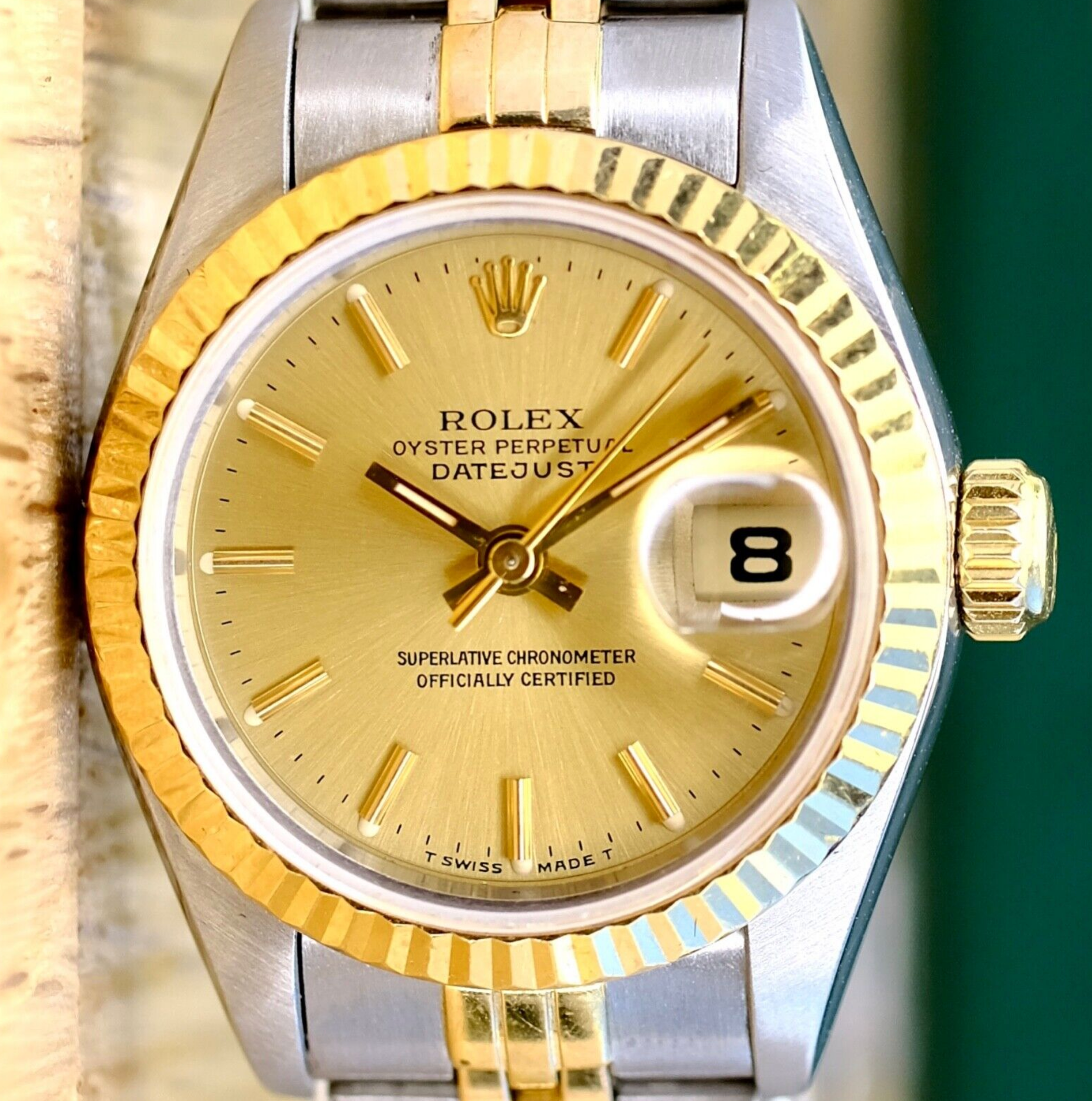 Rolex All Original Womens Datejust 18KY & Steel Champagne Index 69173 Watch - luxuriantconcierge