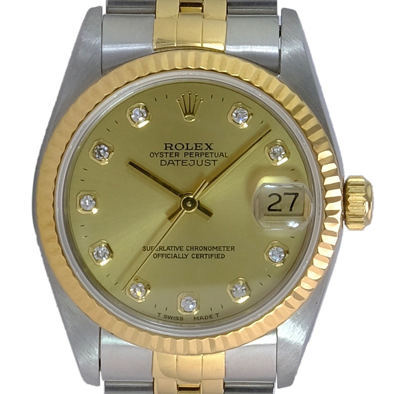 Rolex Datejust Champagne Diamond Dial Jubilee 68273 - luxuriantconcierge