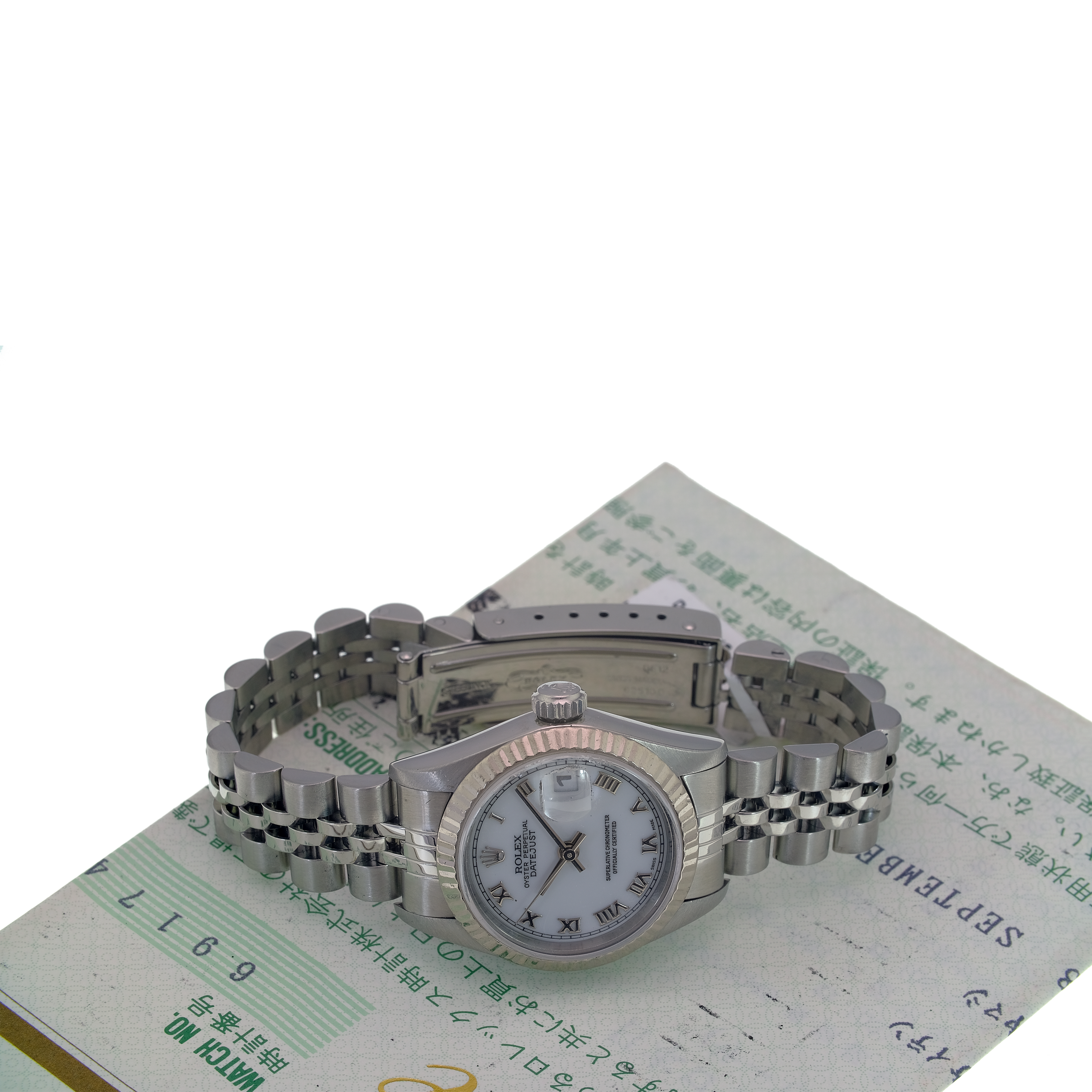 Rolex Datejust White Roman Numeral Jubilee 69174 - luxuriantconcierge