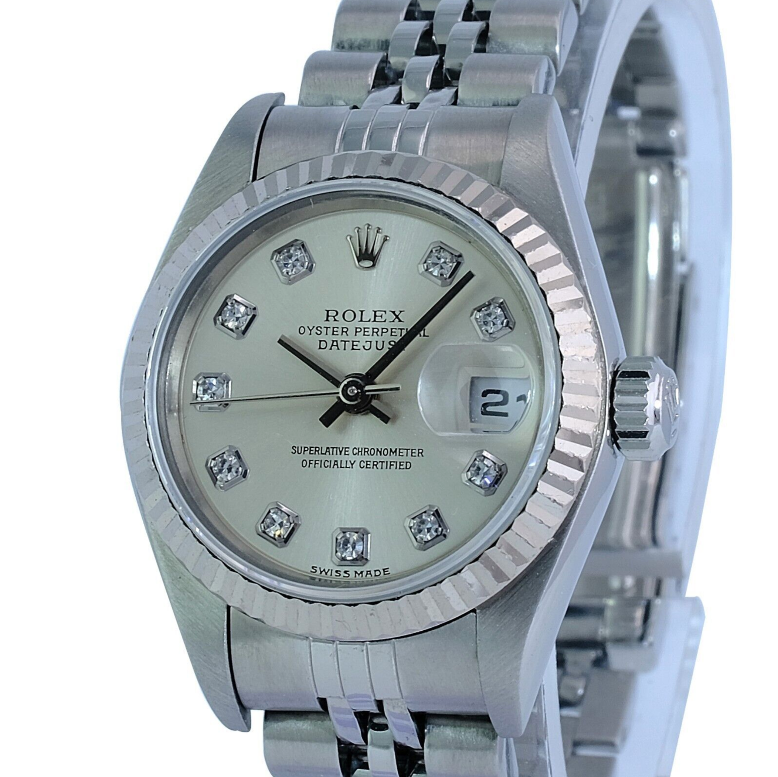 Rolex Lady Datejust 69174 Factory Diamond Dial 18k Bezel 26mm Watch-box & Papers - luxuriantconcierge