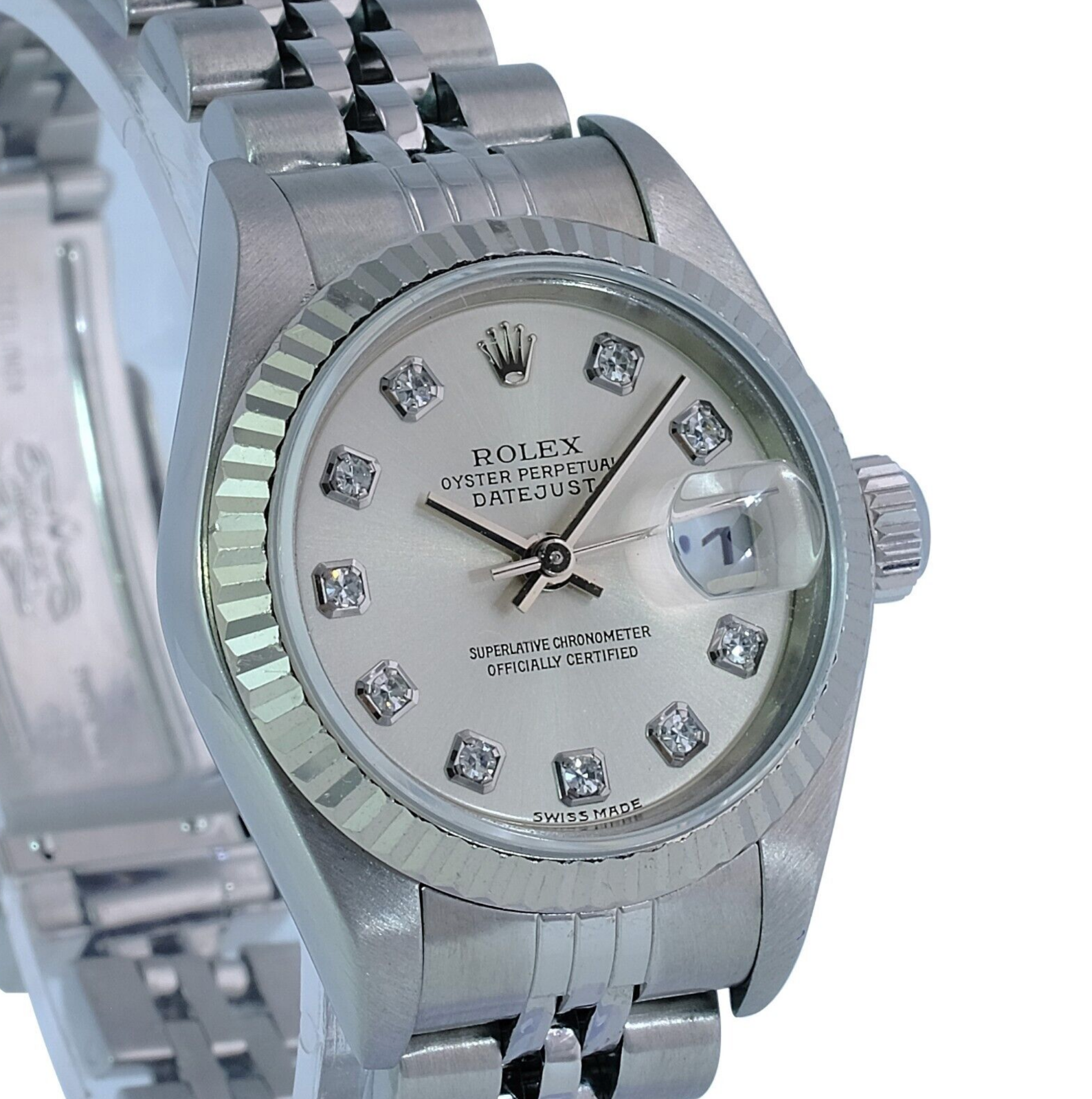 Rolex Lady Datejust 69174 Factory Diamond Dial 18k Bezel 26mm Watch-box & Papers - luxuriantconcierge