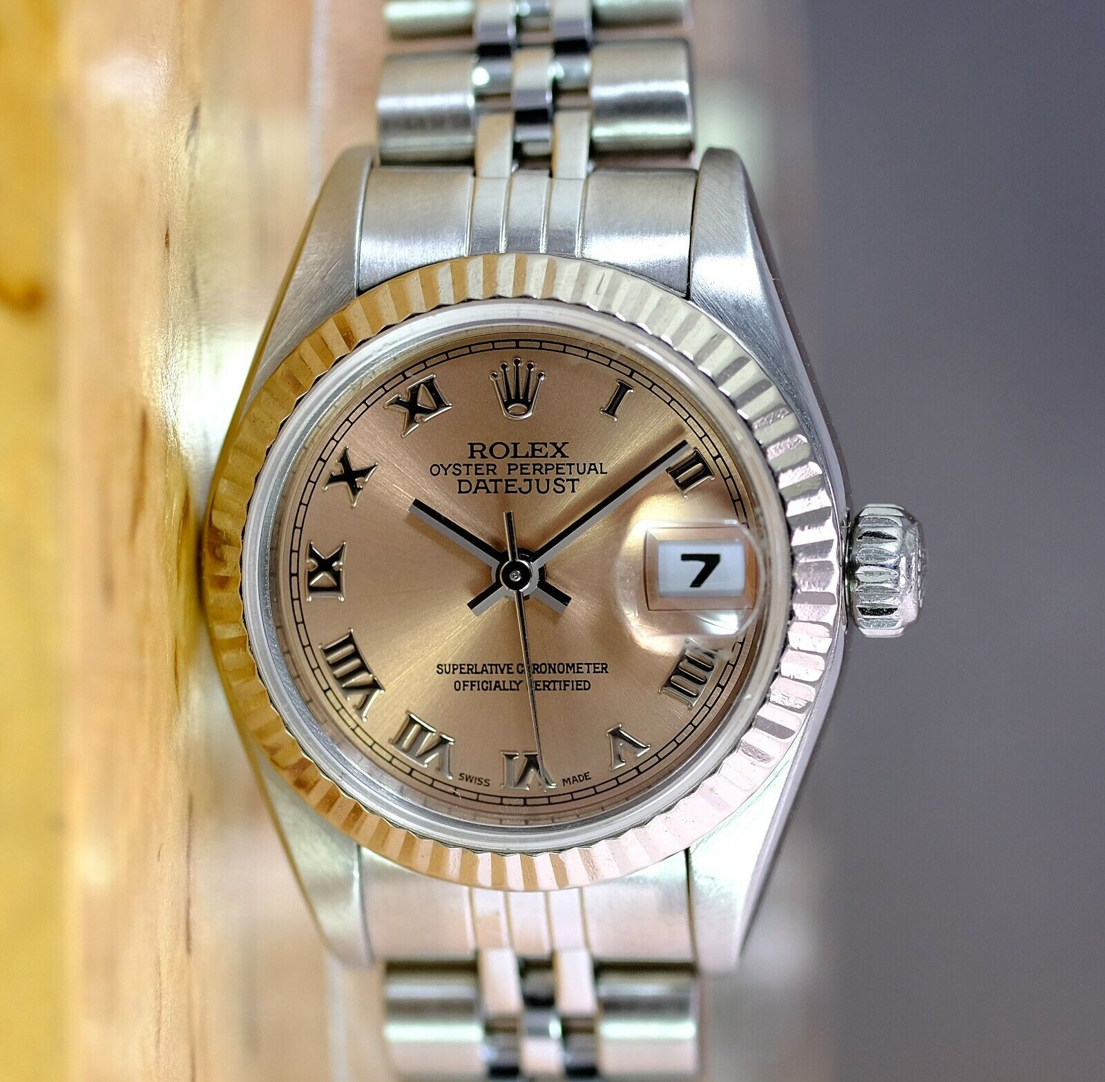 Rolex Lady Datejust 69174 Pink Roman Dial Fluted Bezel 26mm Watch-box & Papers - luxuriantconcierge