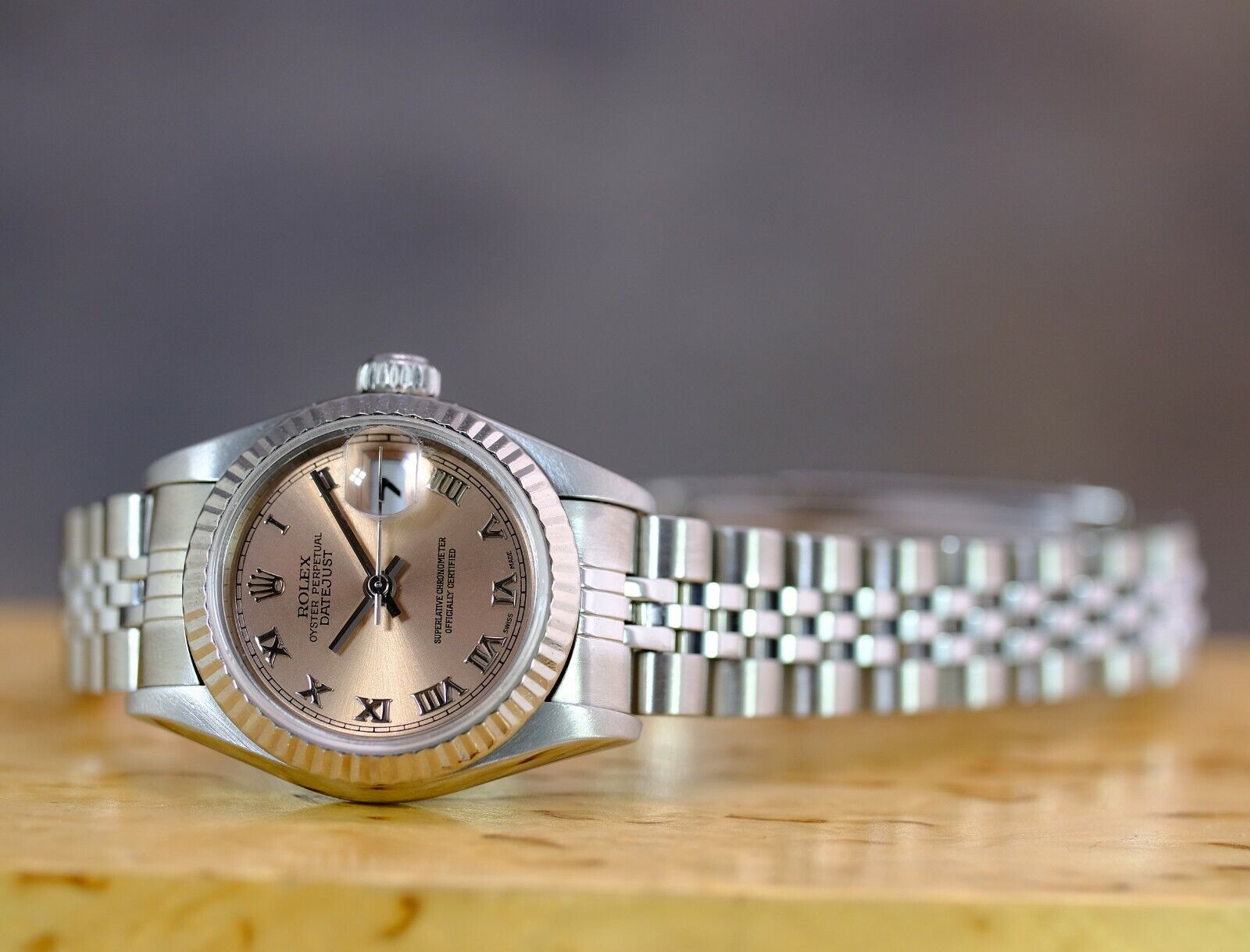 Rolex Lady Datejust 69174 Pink Roman Dial Fluted Bezel 26mm Watch-box & Papers - luxuriantconcierge