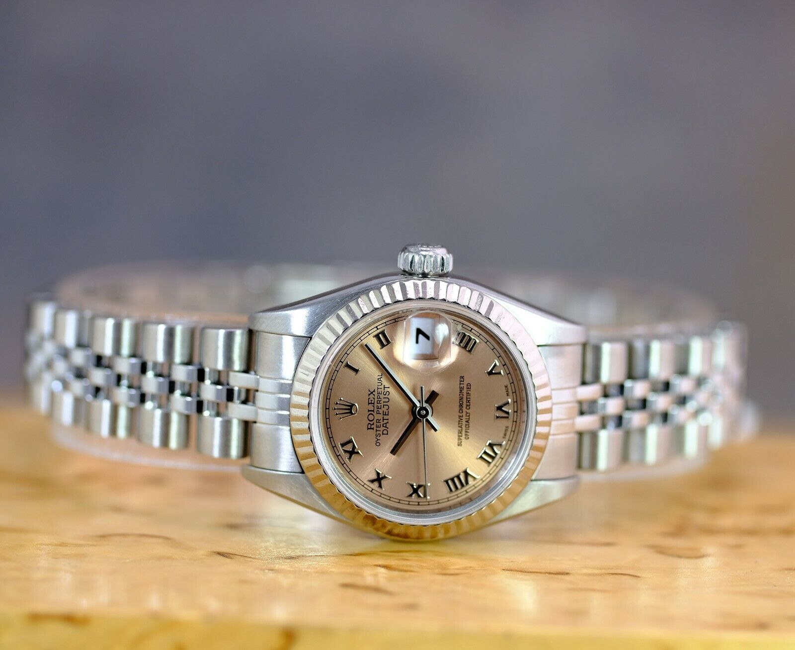 Rolex Lady Datejust 69174 Pink Roman Dial Fluted Bezel 26mm Watch-box & Papers - luxuriantconcierge